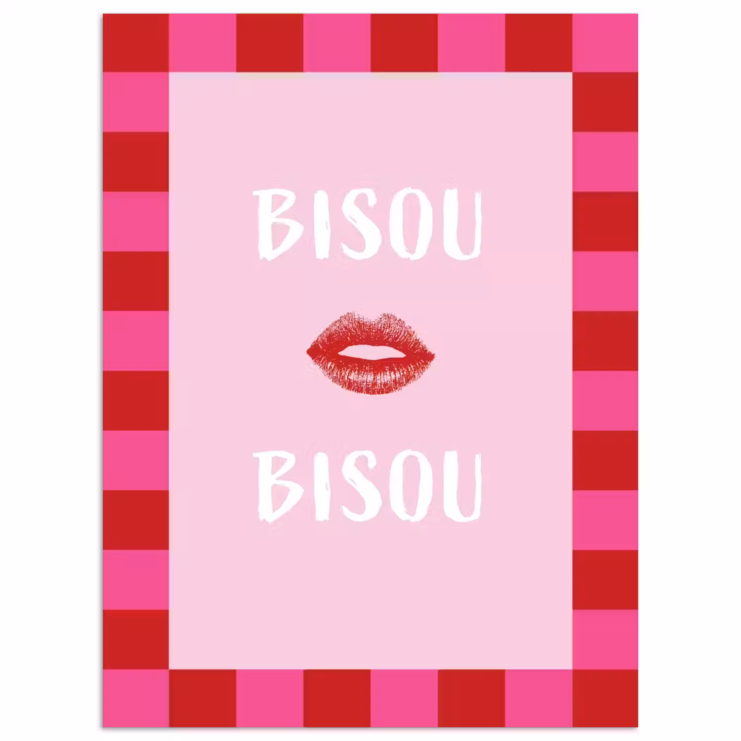 Kiss - Roze - Frans - Valentijn poster papier klein -3d