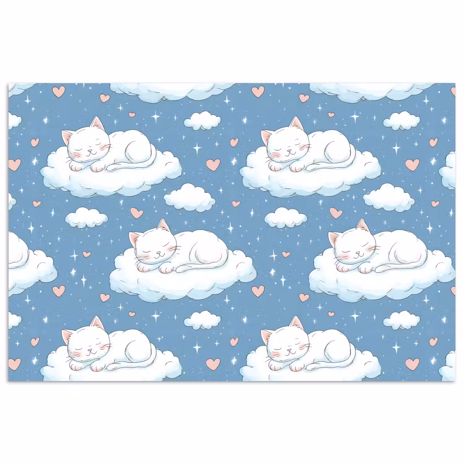 Kitten - Wolken - Blauw poster papier klein 62 -3d