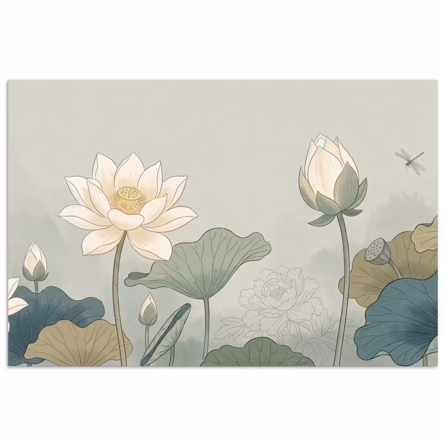 Lotus - Bloemen - Groen poster papier klein -3d