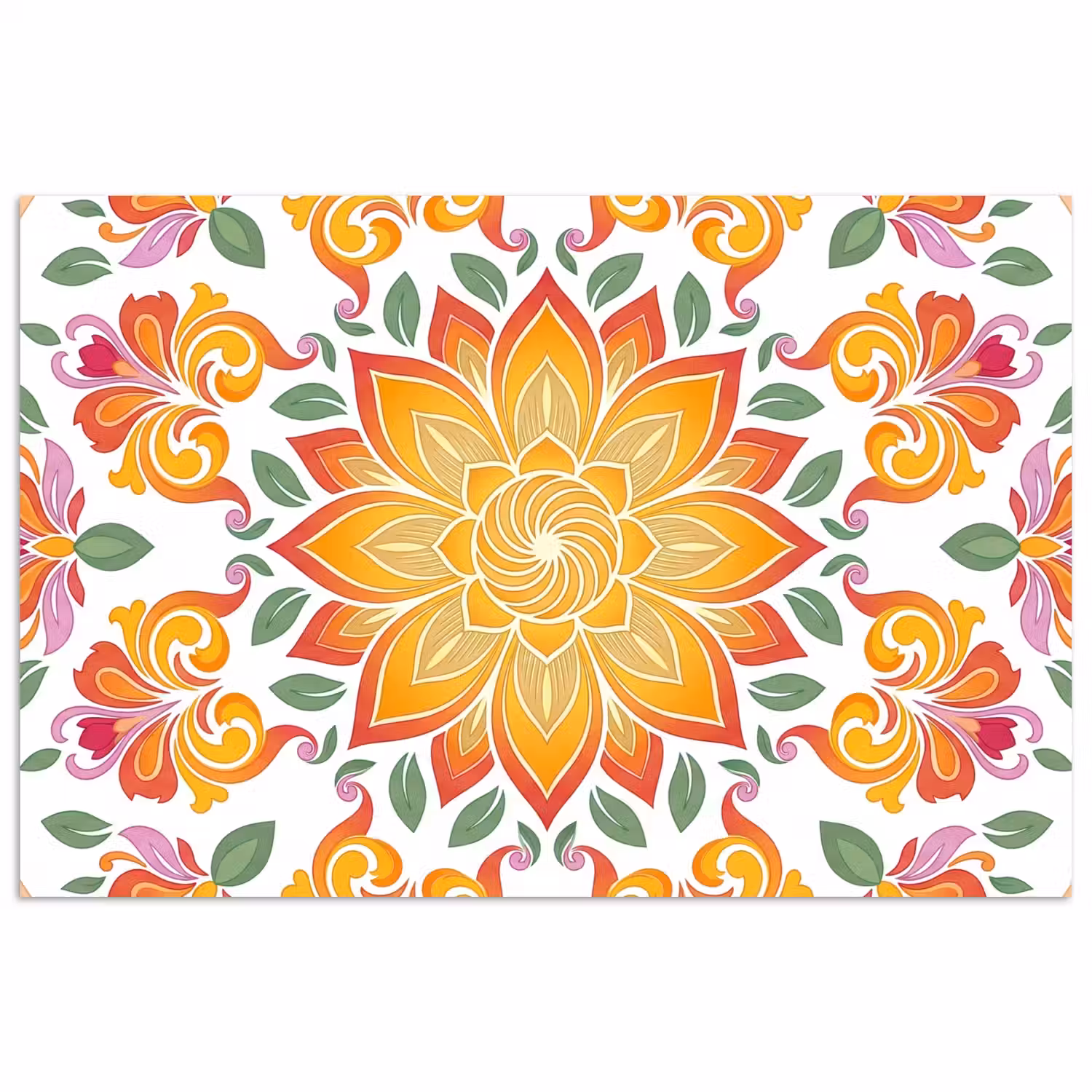 Mandala - Bloemen - Decoratie - Kleurrijk - Abstract poster papier klein -3d