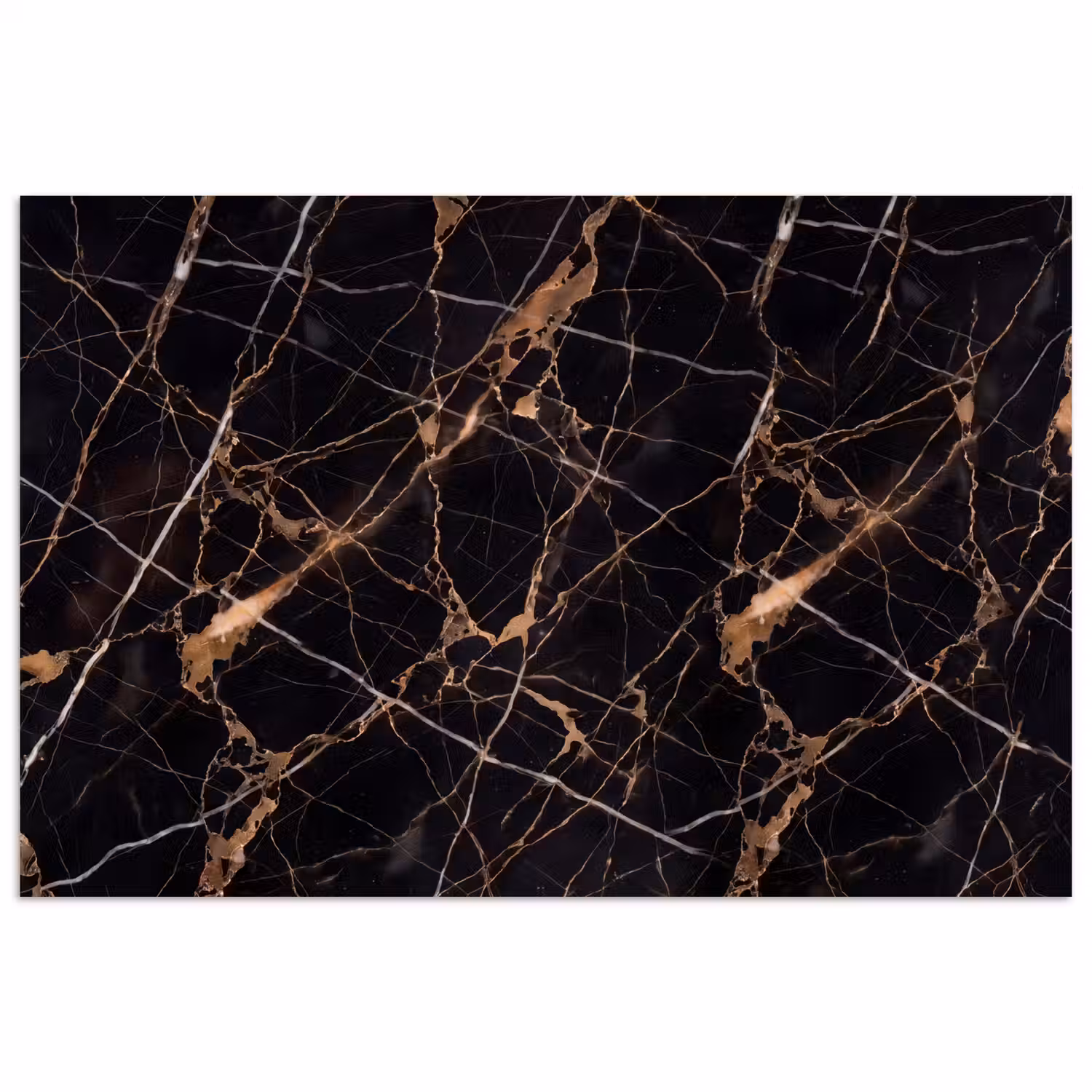 Marmer - Goud - Abstract - Zwart poster papier klein -3d