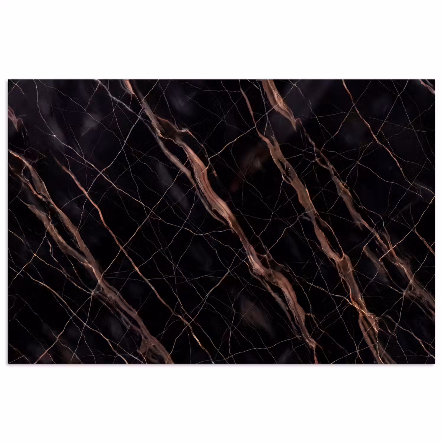 Marmer - Goud - Patroon - Luxe - Zwart poster papier klein -3d