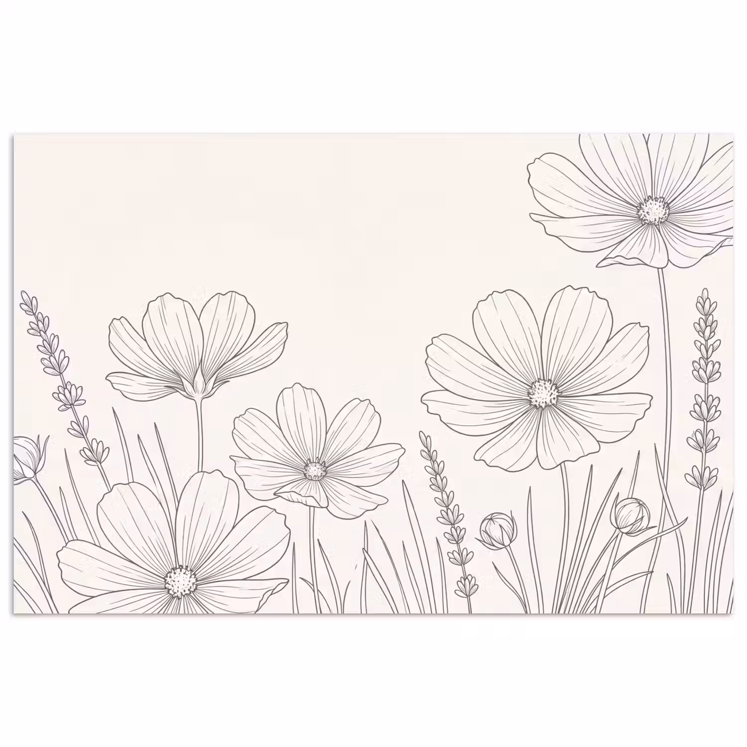 Minimalistisch - Modern - Bloemen - Beige poster papier klein -3d