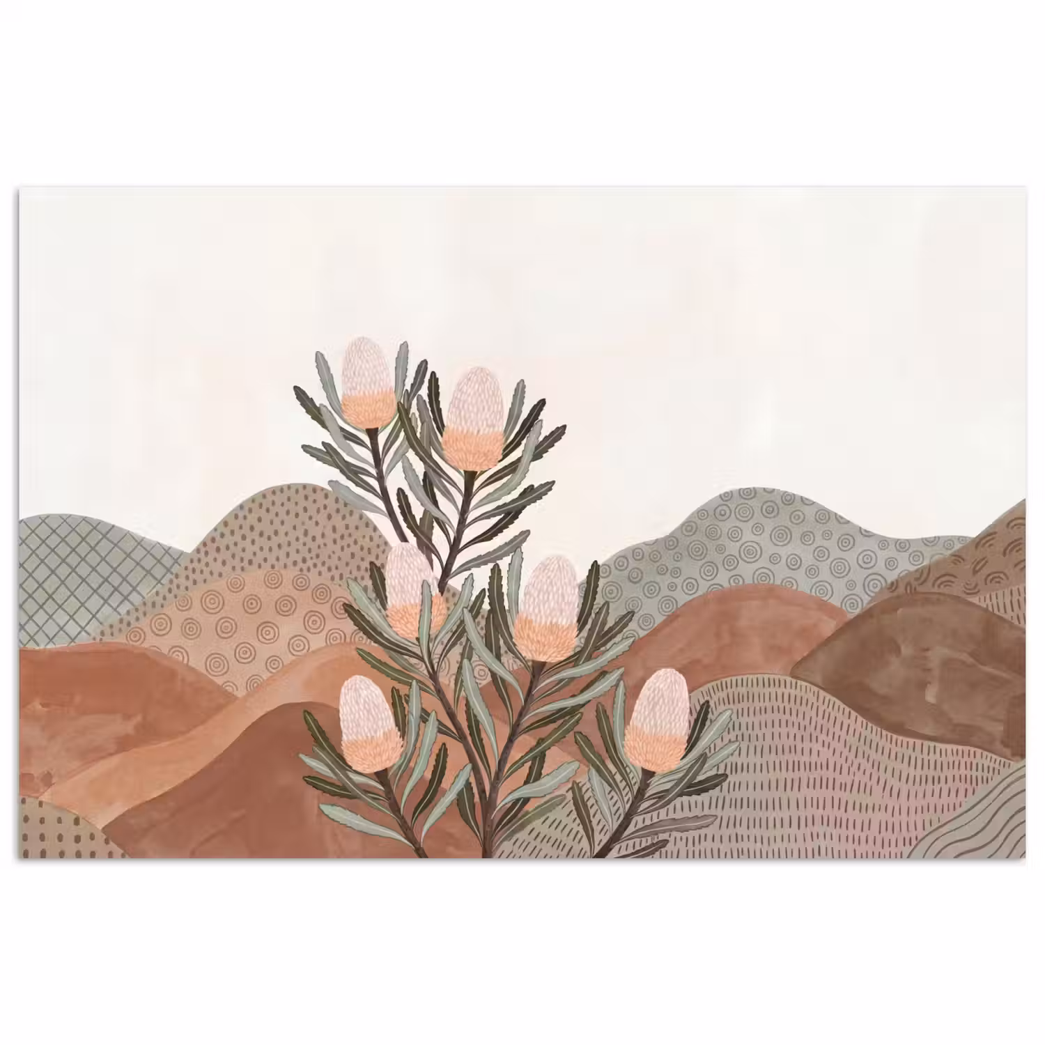 Modern - Heuvels - Terracotta poster papier klein -3d