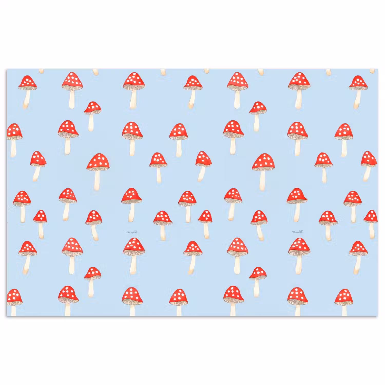 Paddenstoel -Sprookje - Blauw poster papier klein 62 -3d