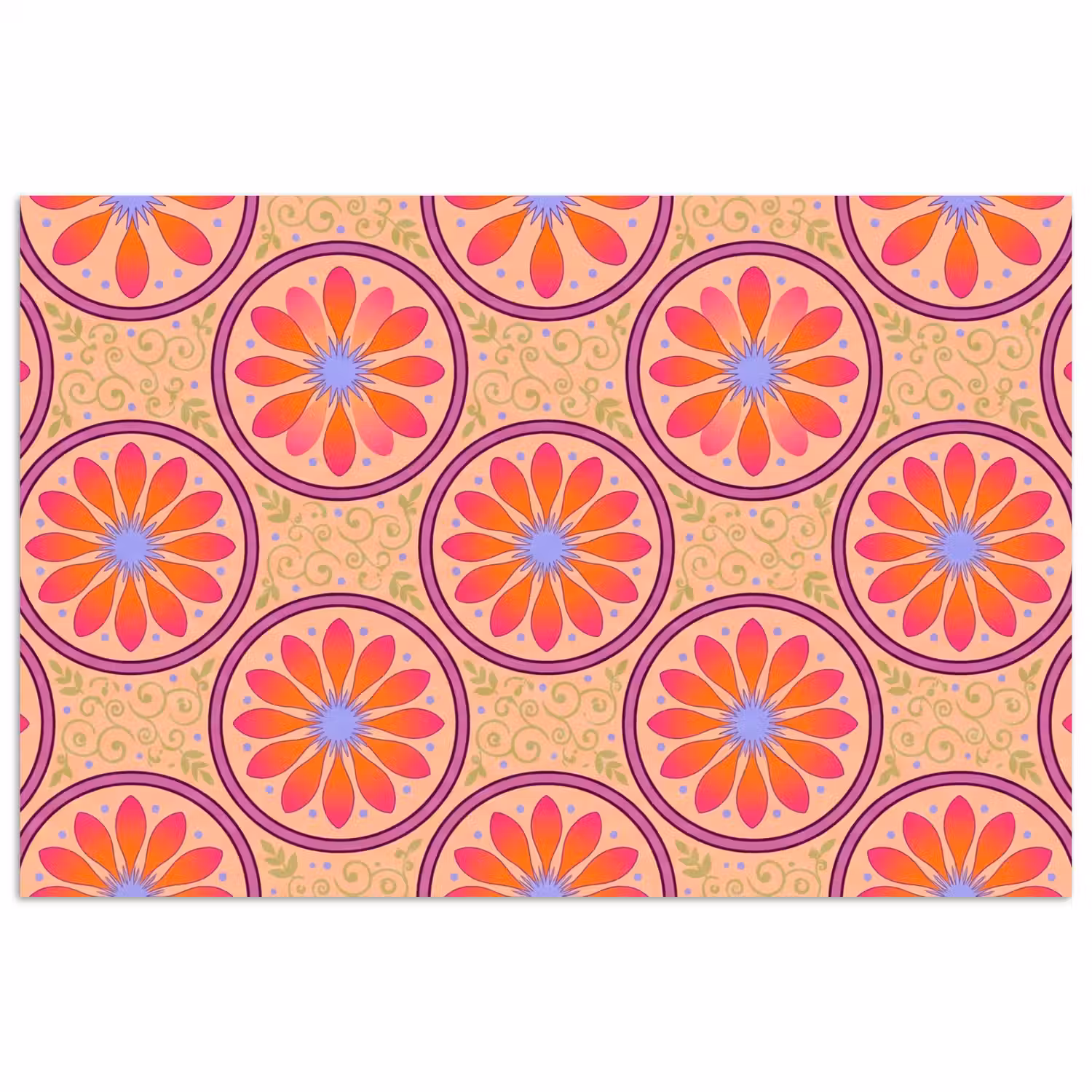 Patroon - Bloemen - Decoratief - Kleurrijk - Modern poster papier klein -3d