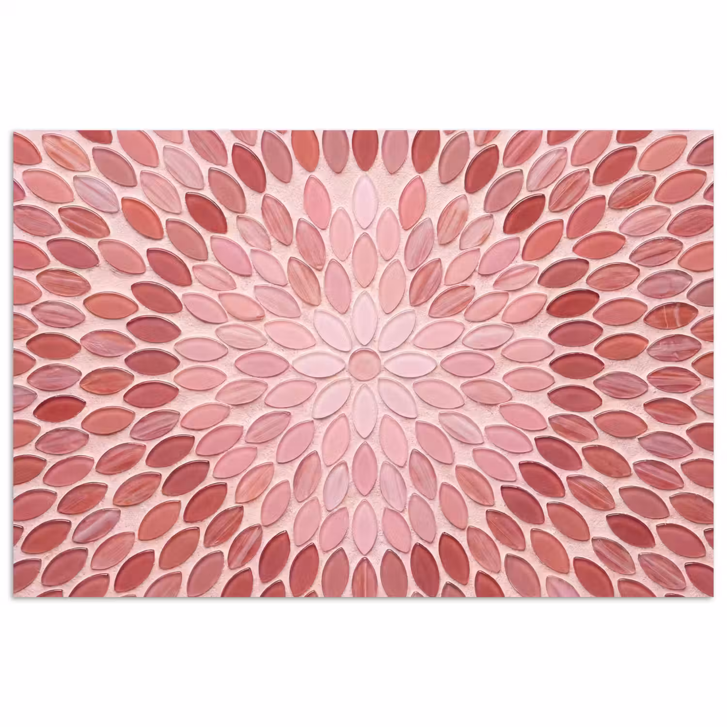 Patroon - Mozaïek - Ovaal - Abstract - Roze poster papier klein -3d