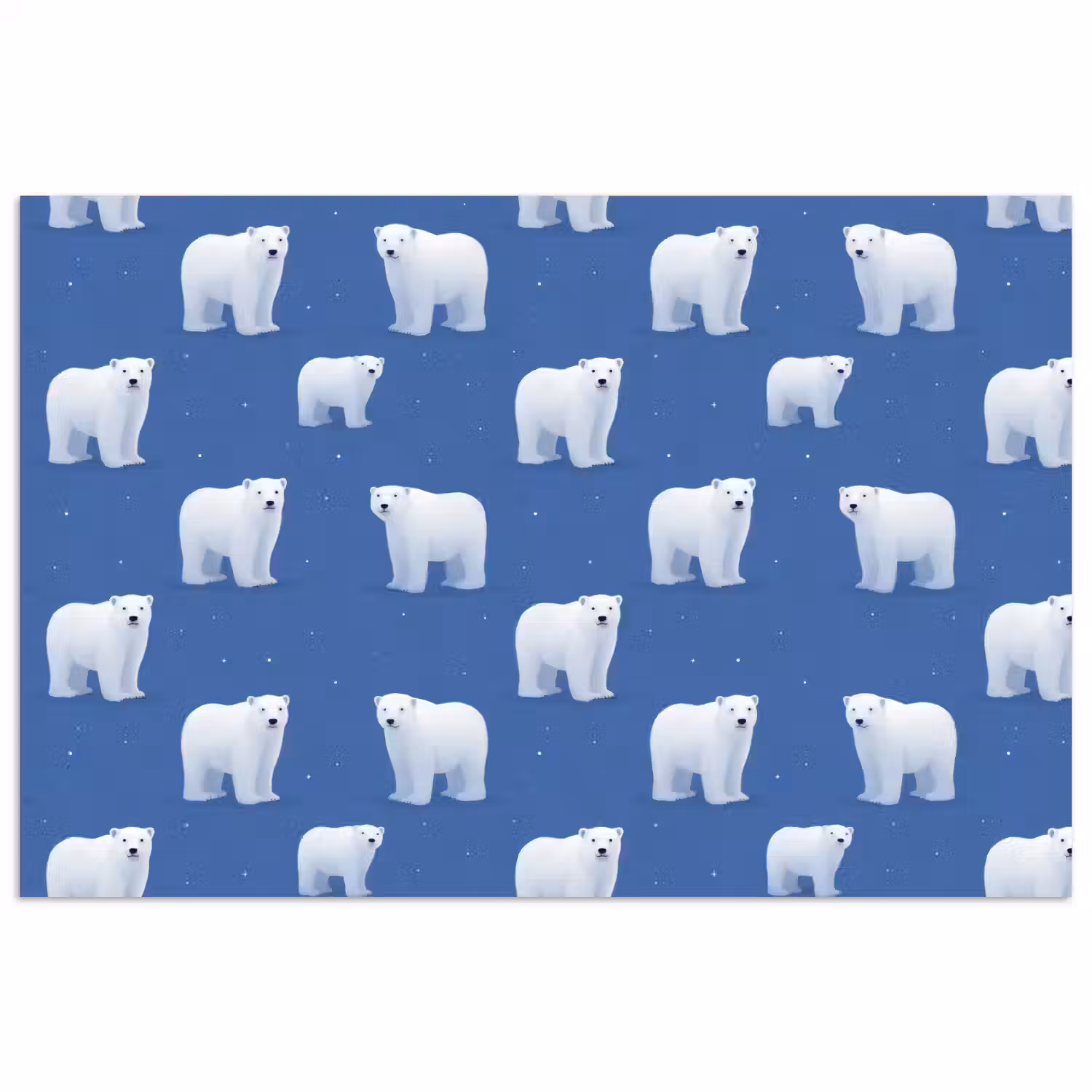 IJsbeer - Patroon - Blauw poster papier klein 62 -3d