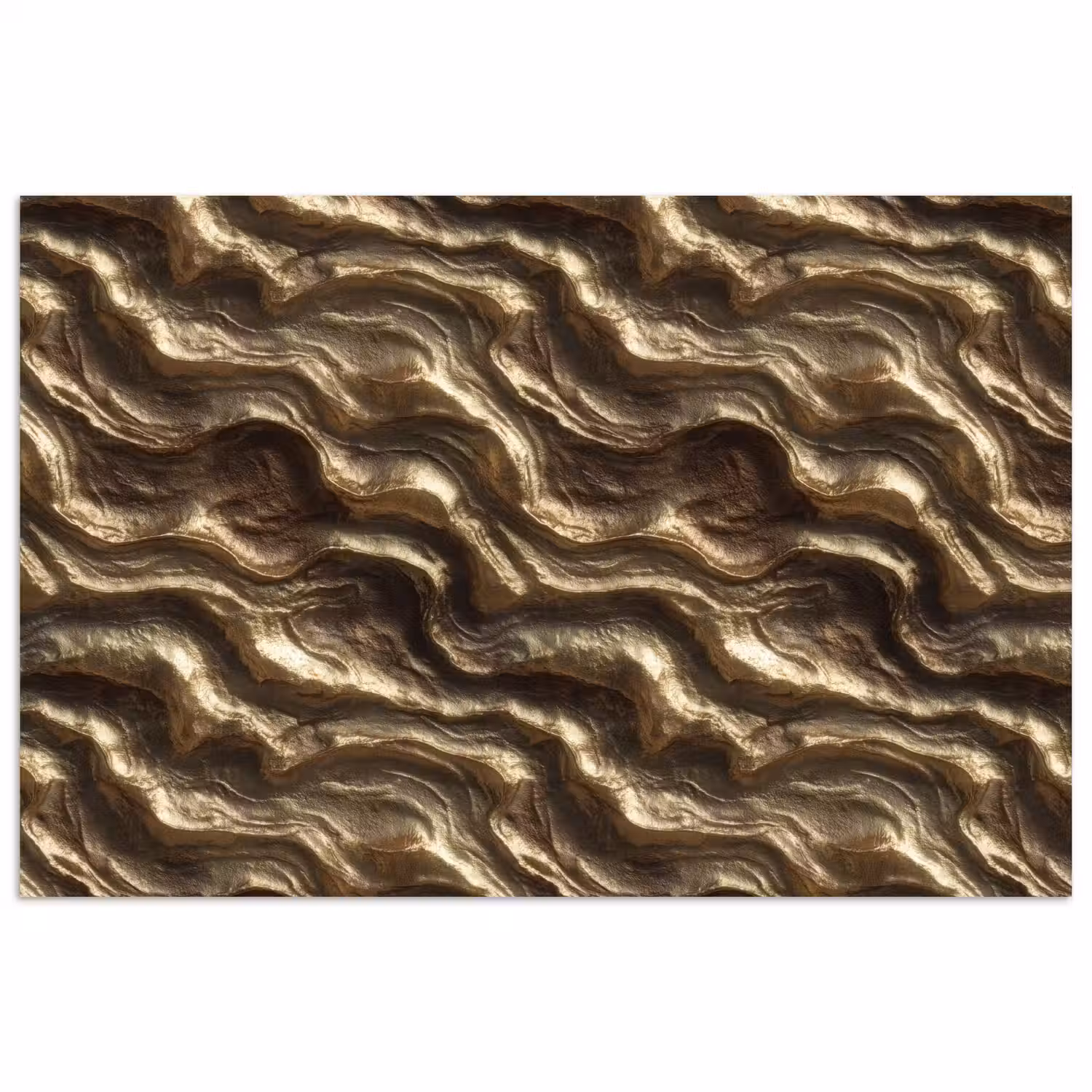 Reliëf - Golven - Abstract - Bronsgoud poster papier klein 62 -3d