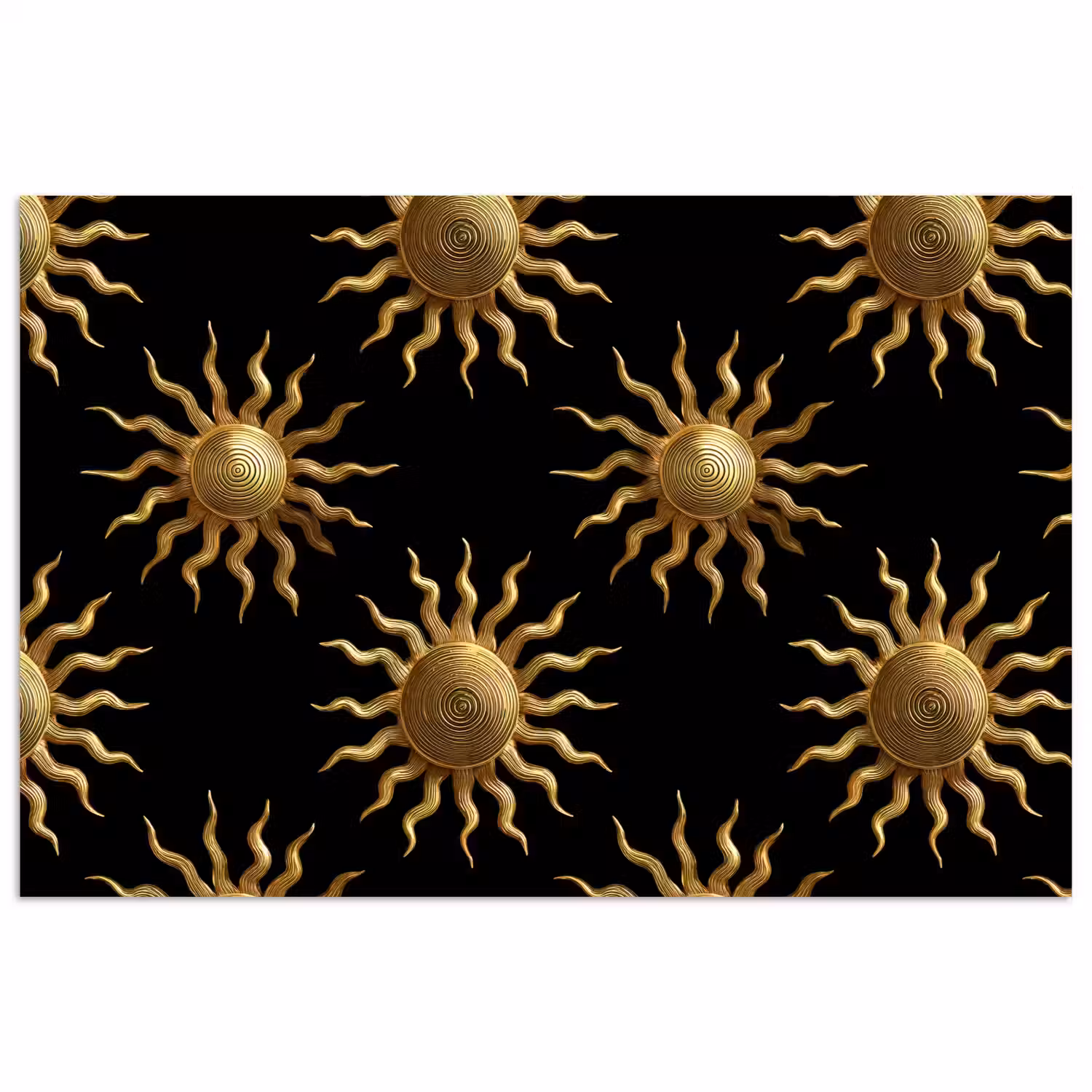Zon - Patroon - Luxe - Goud - Zwart poster papier klein 62 -3d