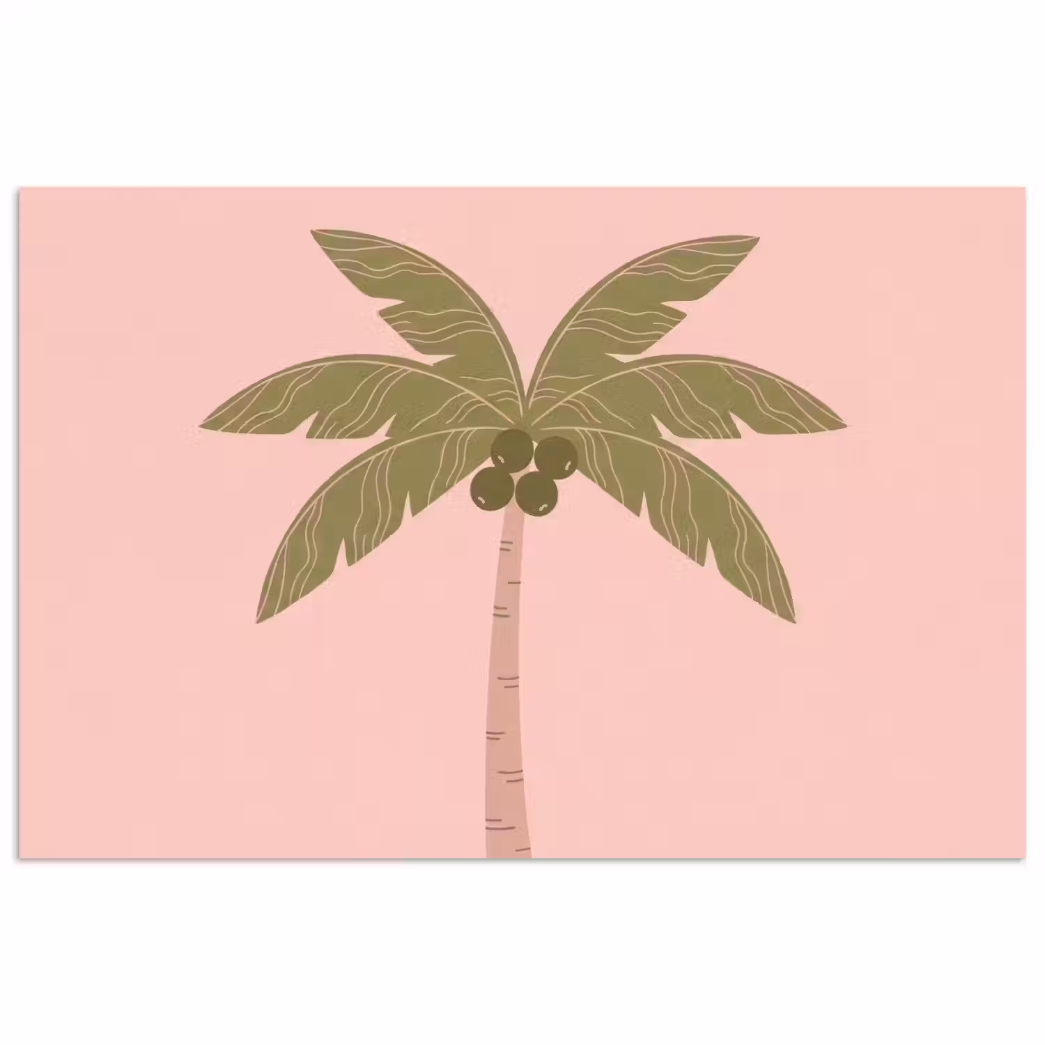 Boom - Palm - Natuur - Illustratie - Roze poster papier klein -3d