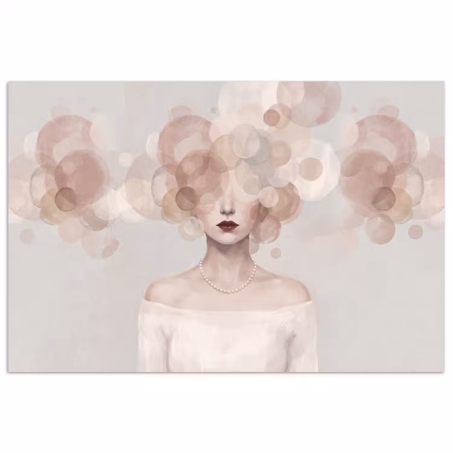 Vrouw - Cirkels - Beige poster papier klein -3d