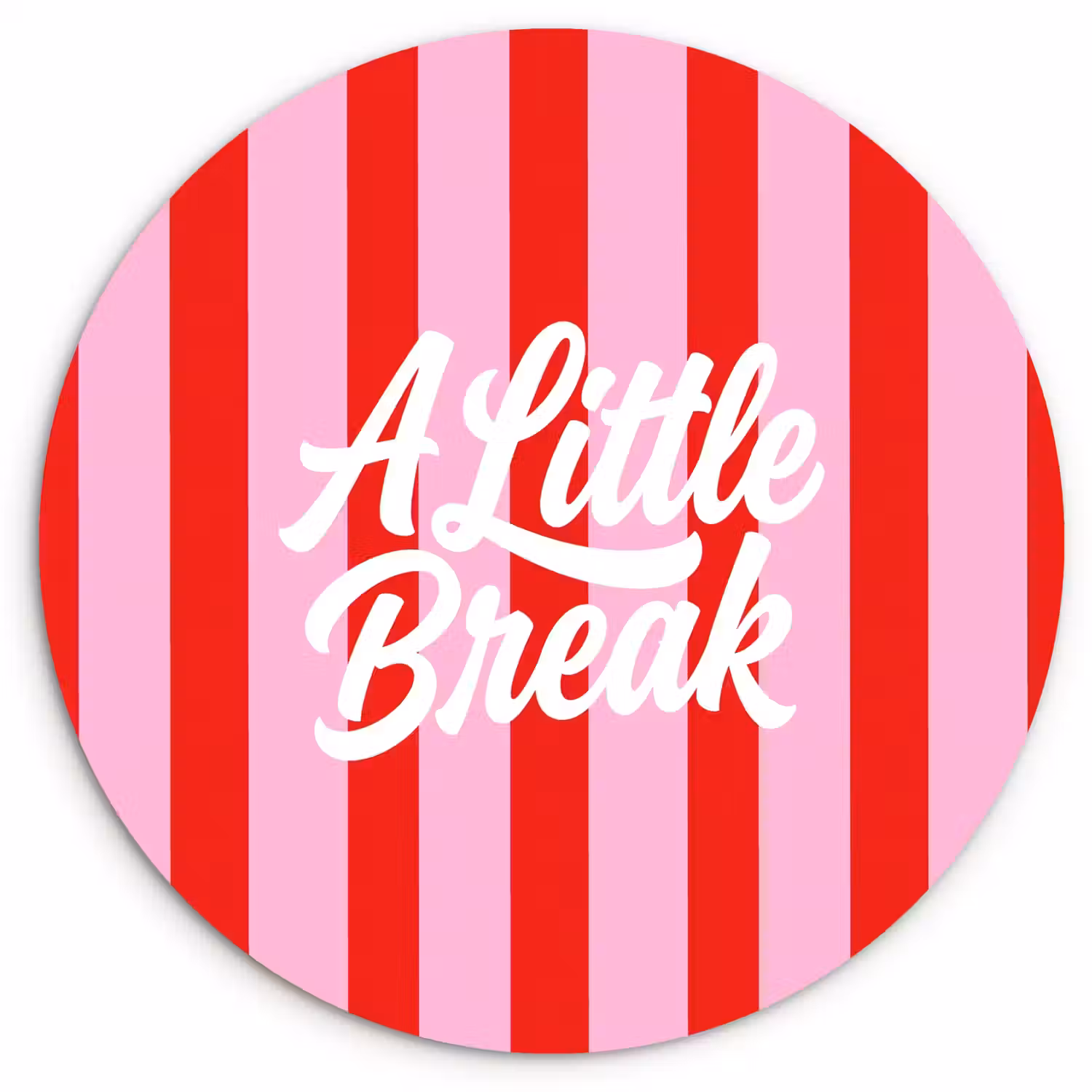 A Little Break - Strepen - Rood - Roze Wandcirkel kunststof plaat 5mm dik klein -3d