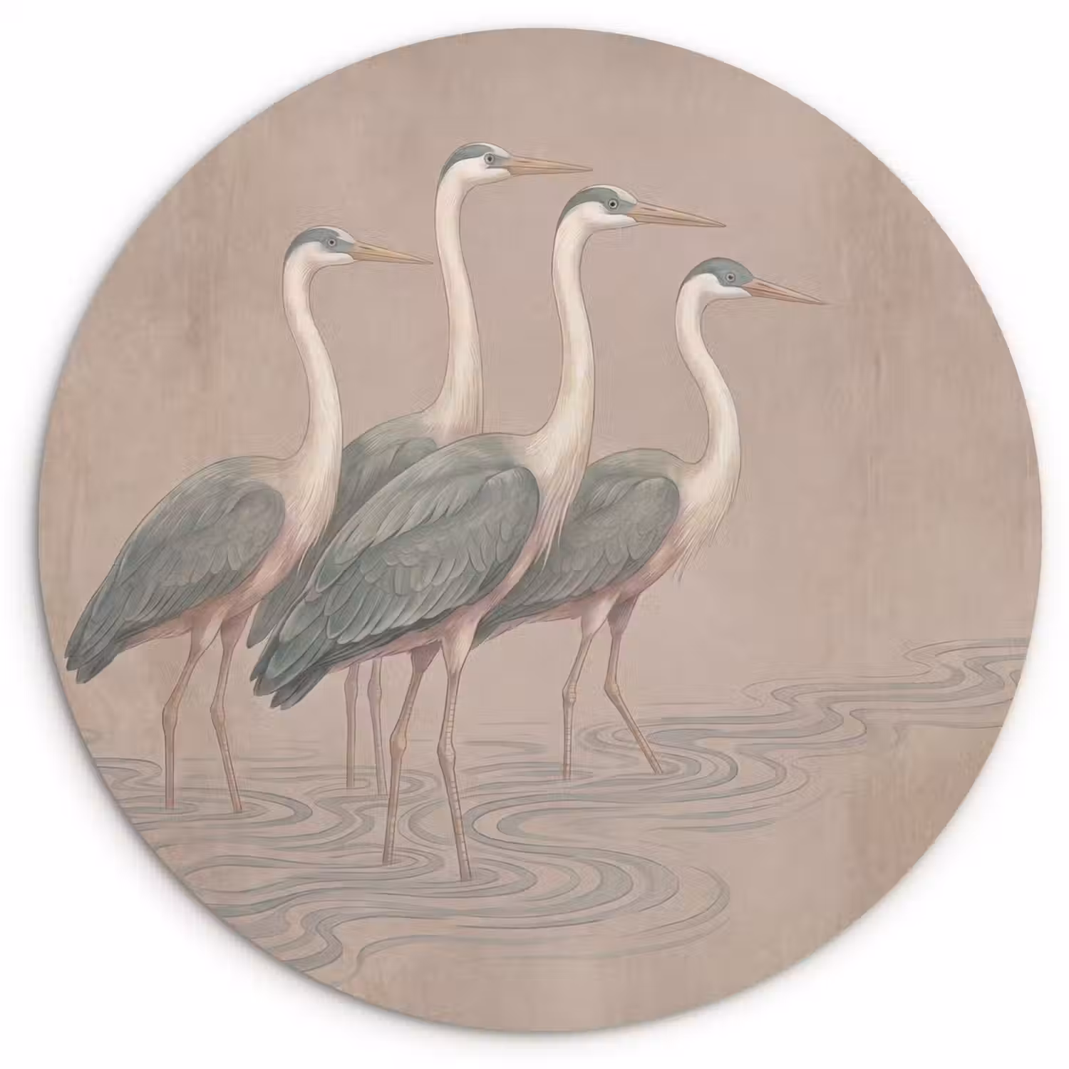 Vogel - Water - Natuur - Vintage Wandcirkel kunststof plaat 5mm dik klein -3d