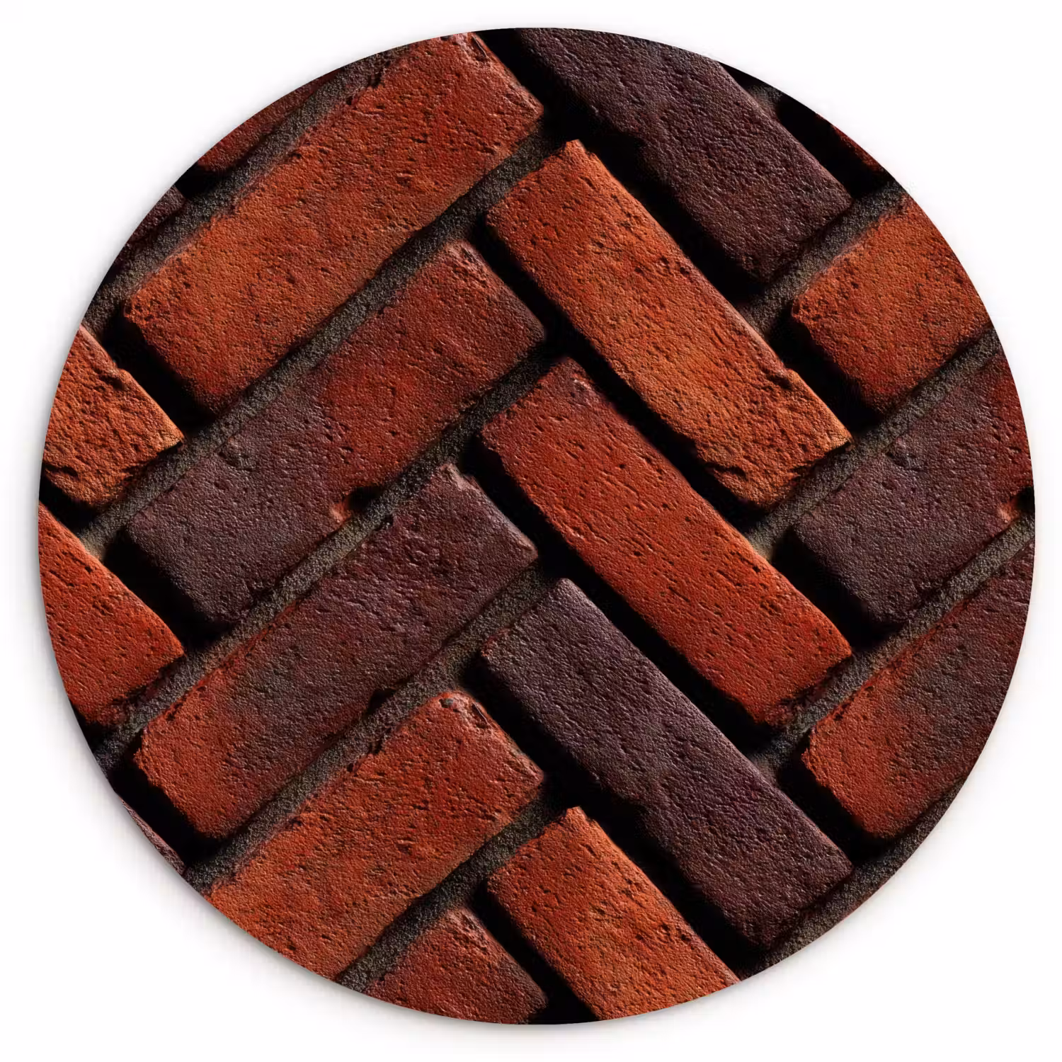 Bakstenen - Visgraat - Structuur - Roodbruin Wandcirkel kunststof plaat 5mm dik klein 188 -3d