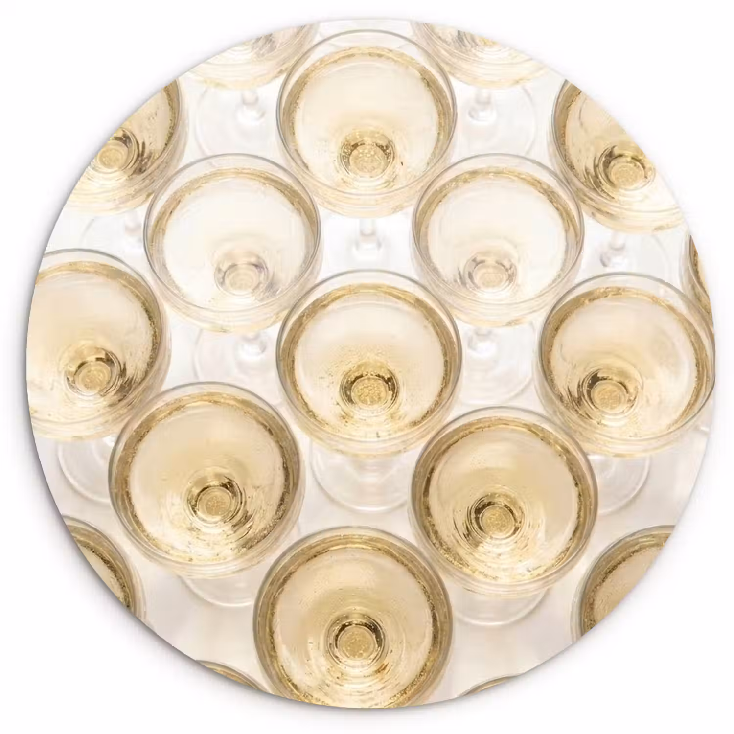 Drank - Glazen - Feest - Goud Wandcirkel kunststof plaat 5mm dik klein -3d