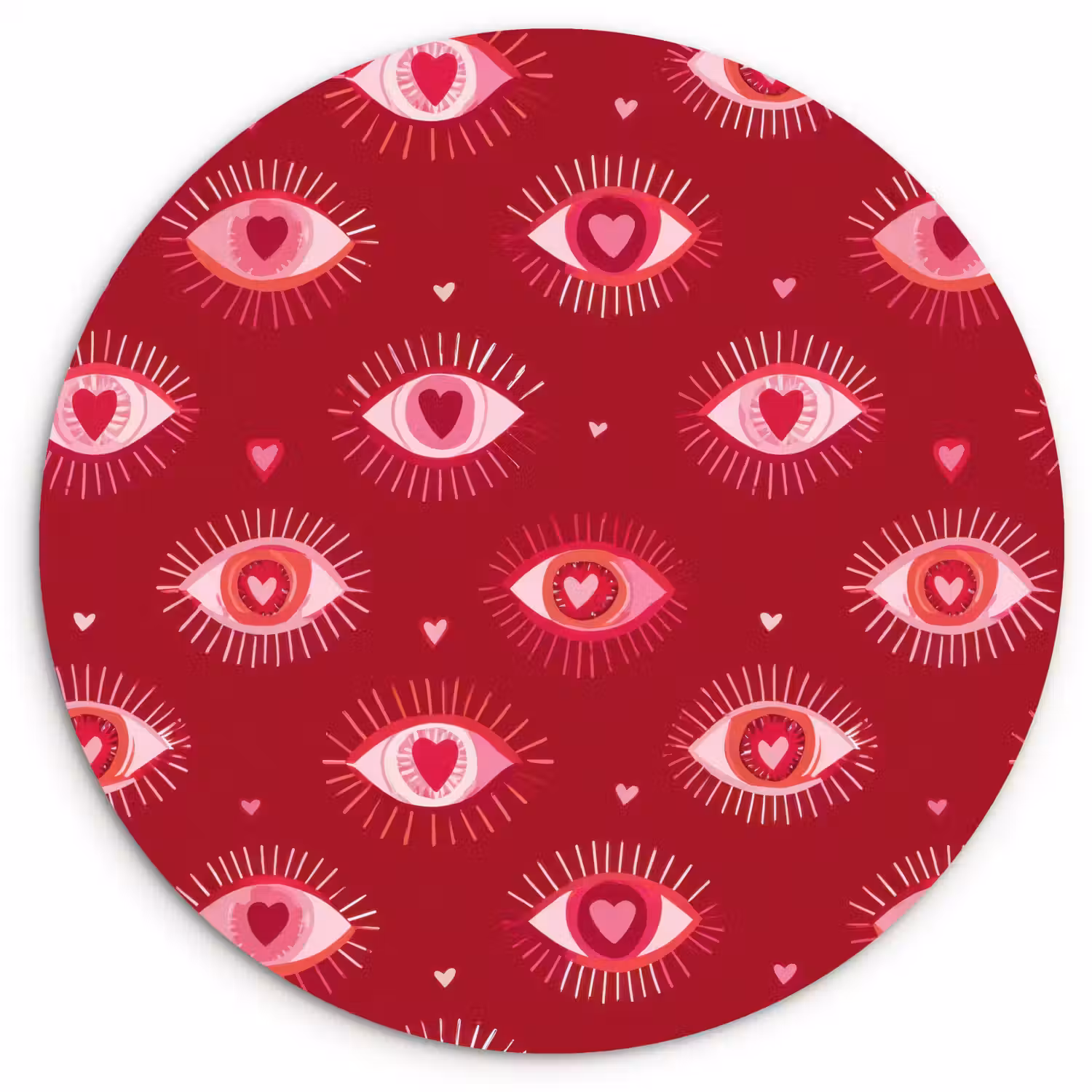 Ogen - Patroon - Roze - Donkerrood Wandcirkel kunststof plaat 5mm dik klein 188 -3d