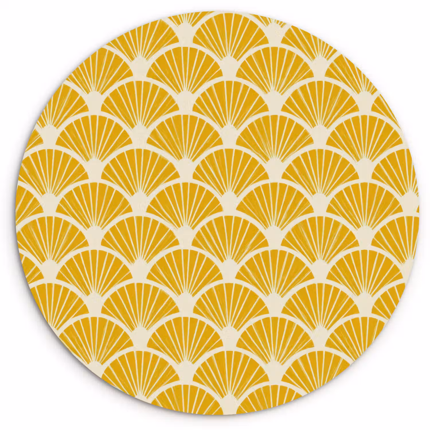 Waaiers - Art Deco - Retro - Okergeel Wandcirkel kunststof plaat 5mm dik klein 188 -3d
