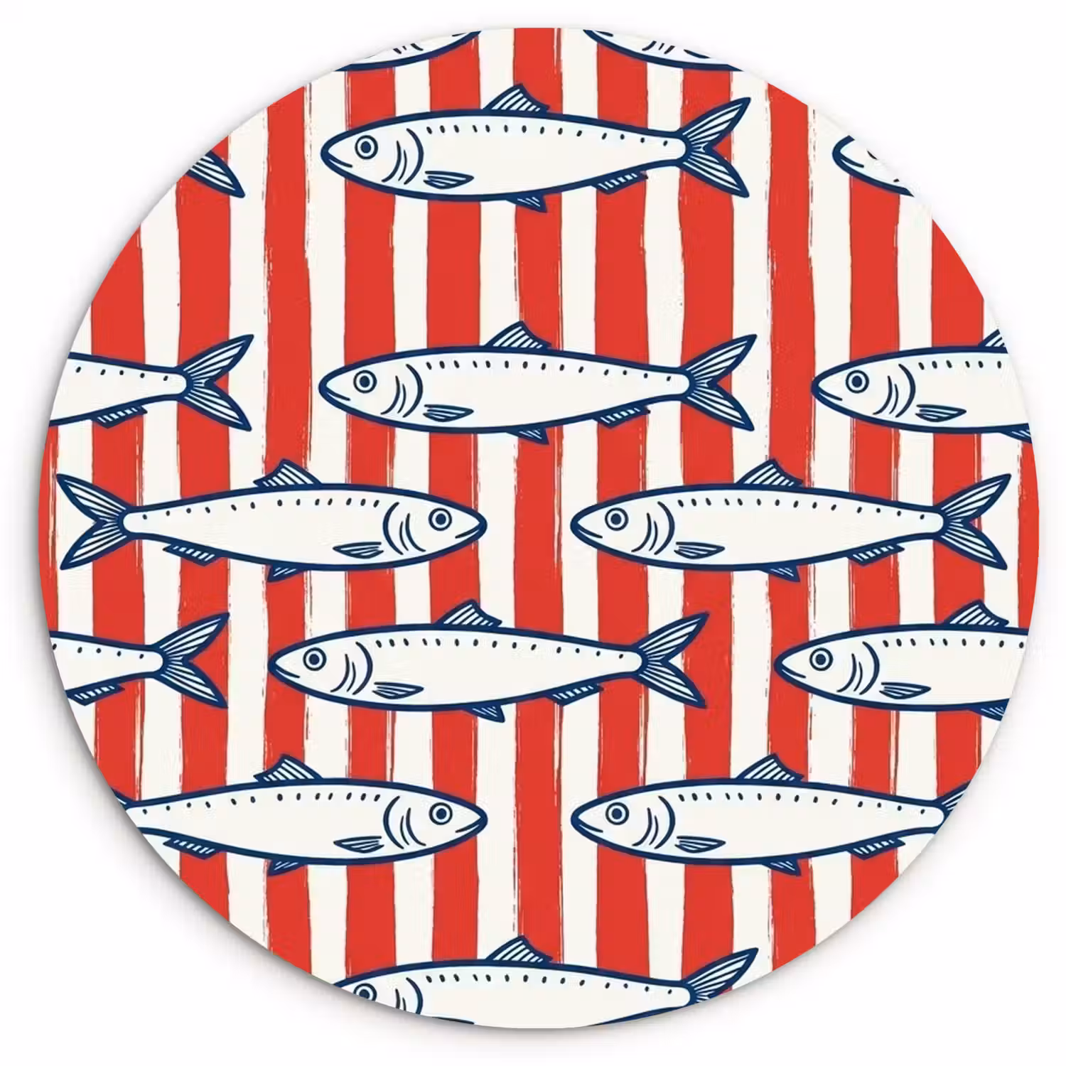Vis - Patroon - Strepen - Illustratie - Rood Wandcirkel kunststof plaat 5mm dik klein -3d