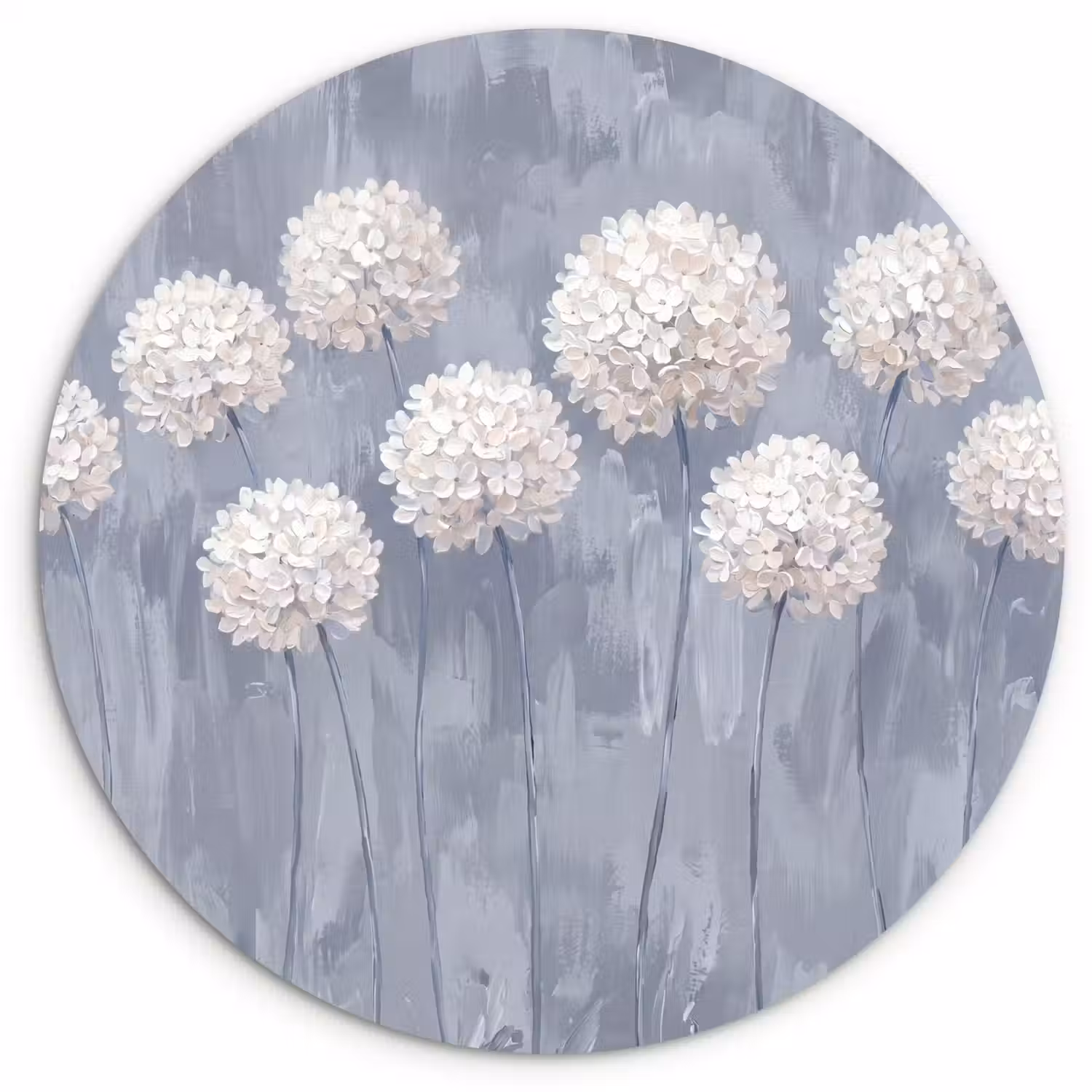 Bloemen - Illustratie - Blauw Wandcirkel kunststof plaat 5mm dik klein -3d