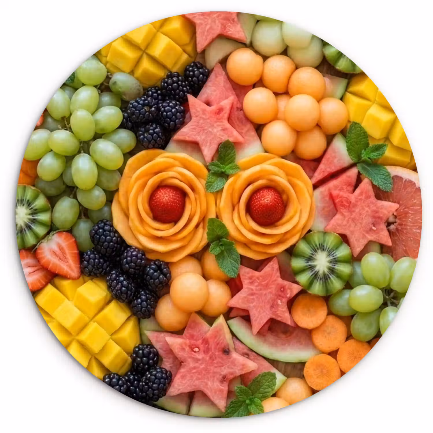 Fruit - Variatie - Kleurrijk - Vers - Eten Wandcirkel kunststof plaat 5mm dik klein -3d