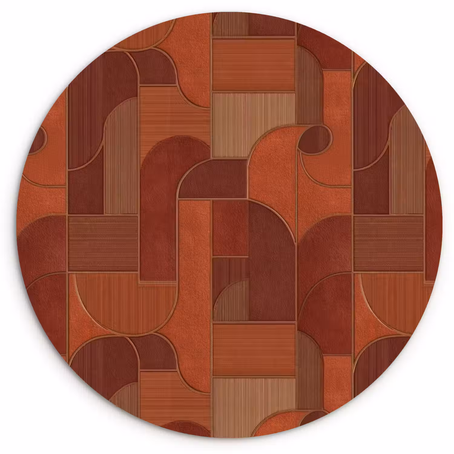 Geometrisch - Abstract - Textuur - Bruin Wandcirkel kunststof plaat 5mm dik klein 188 -3d