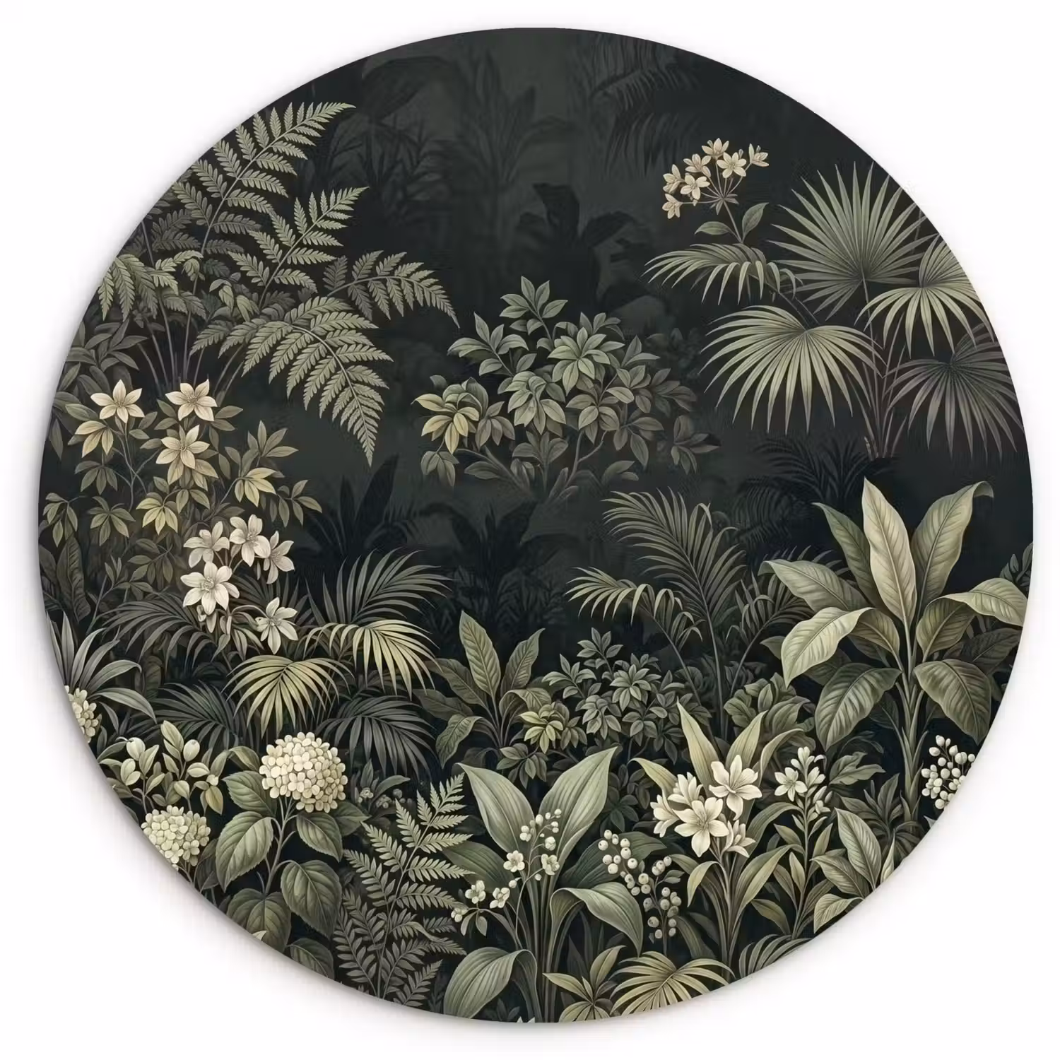 Jungle - Bladeren - Botanisch - Groen Wandcirkel kunststof plaat 5mm dik klein -3d