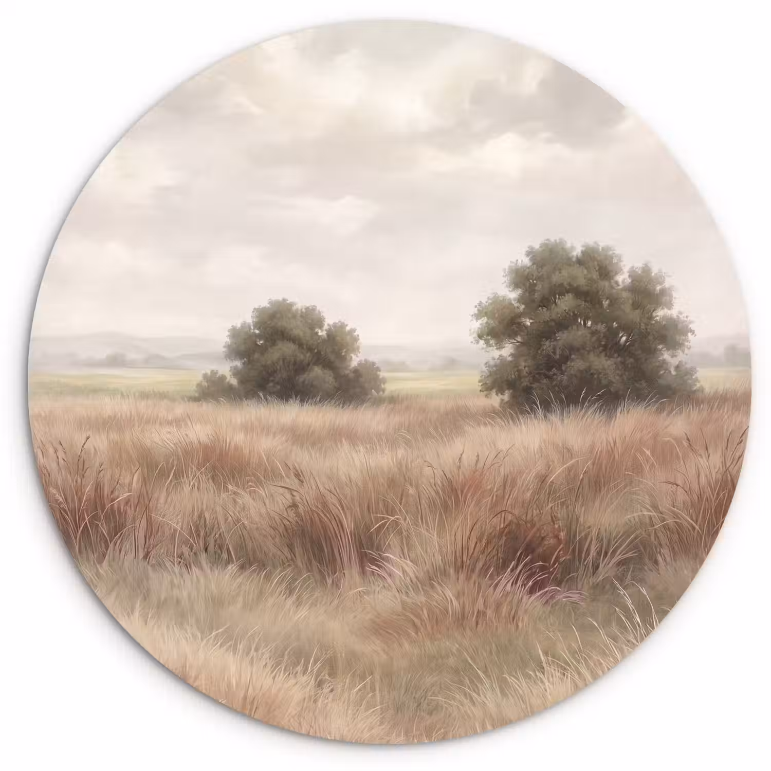 Landschap - Minimalistisch - Beige Wandcirkel kunststof plaat 5mm dik klein -3d