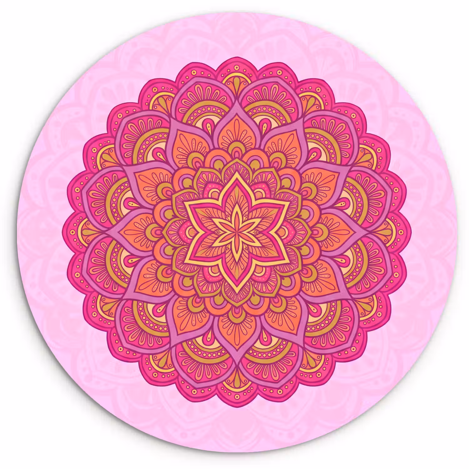 Mandala - Cirkel - Spiritueel - Oosters - Roze Wandcirkel kunststof plaat 5mm dik klein -3d