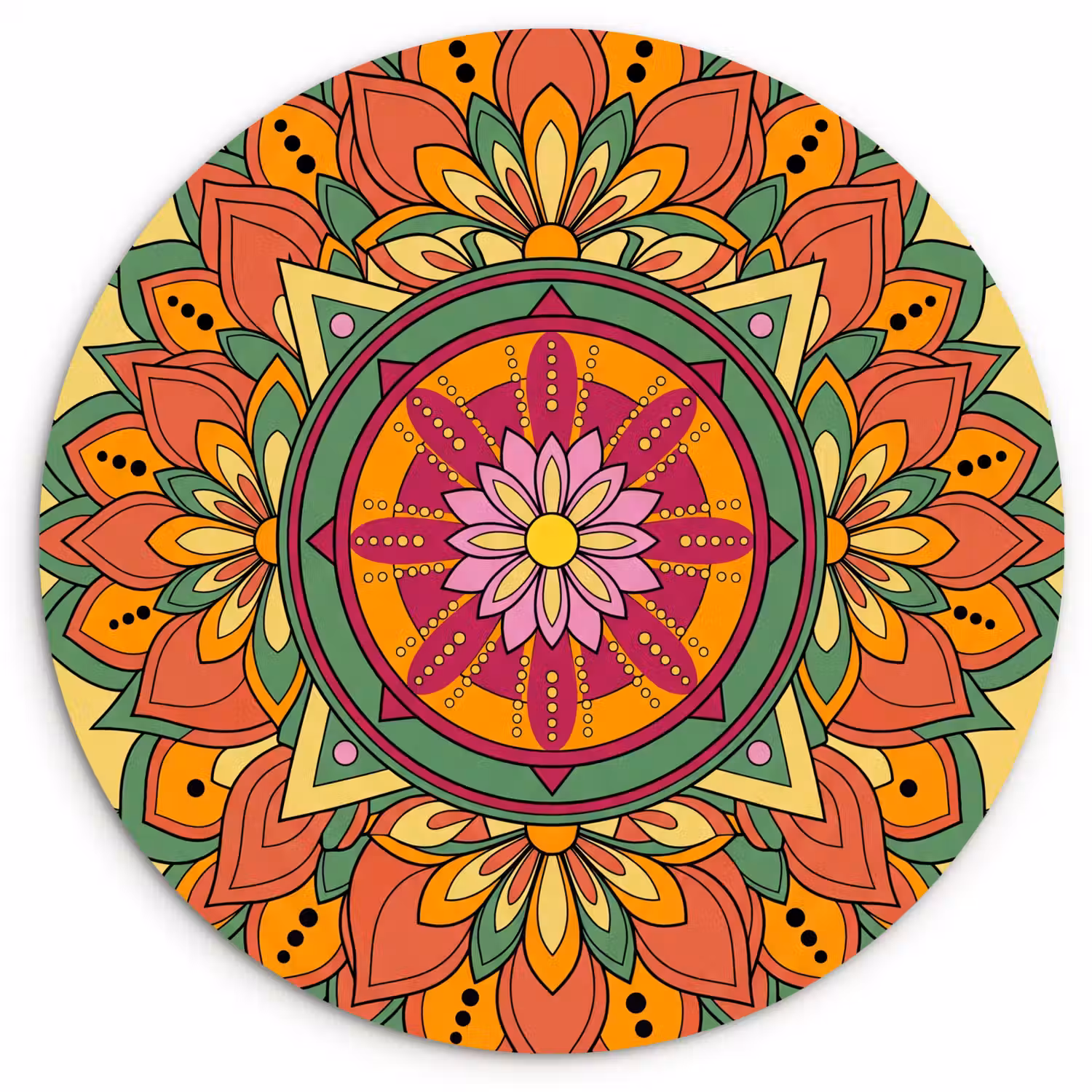 Mandala - Bloemen - Abstract - Kleurrijk Wandcirkel kunststof plaat 5mm dik klein -3d