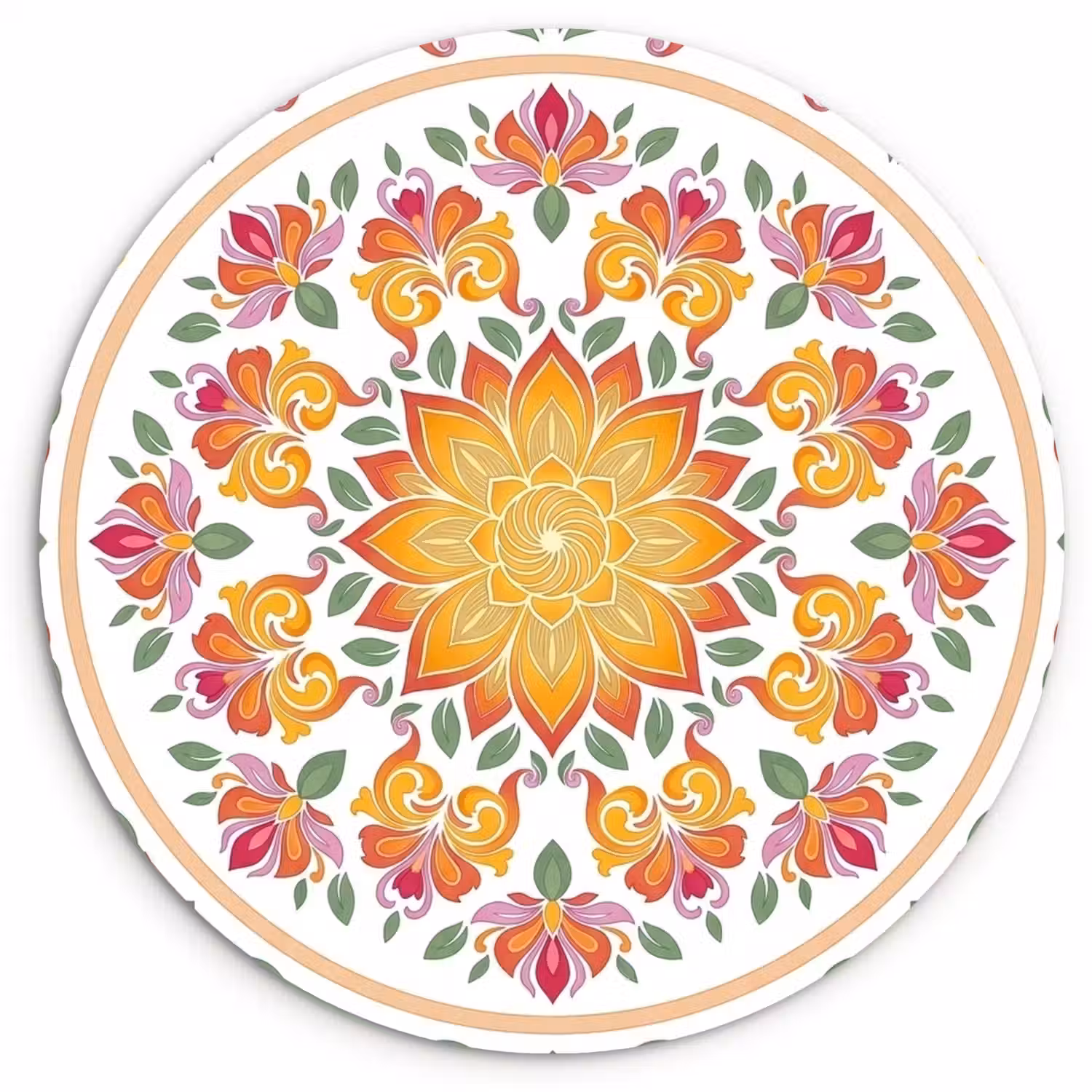 Mandala - Bloemen - Decoratie - Kleurrijk - Abstract Wandcirkel kunststof plaat 5mm dik klein -3d
