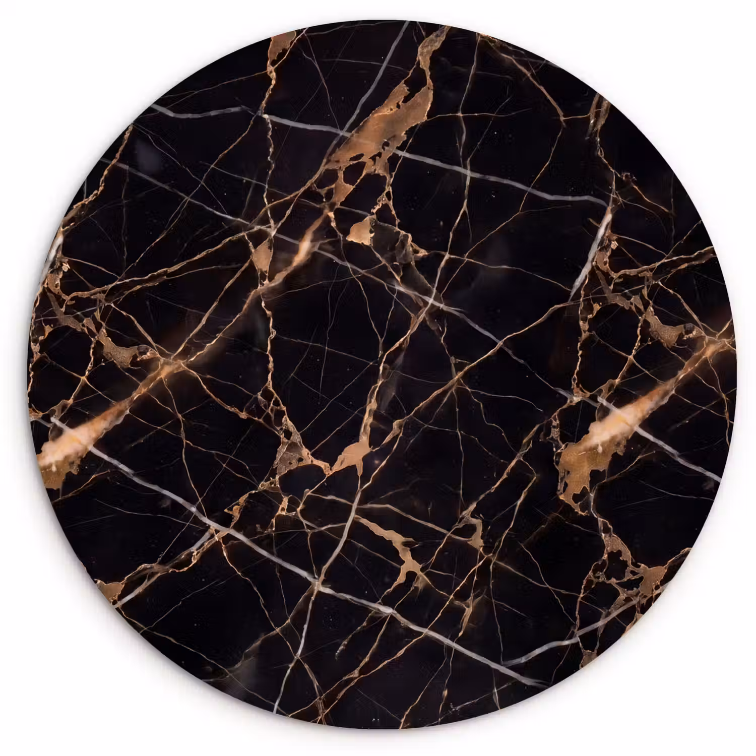 Marmer - Goud - Abstract - Zwart Wandcirkel kunststof plaat 5mm dik klein -3d