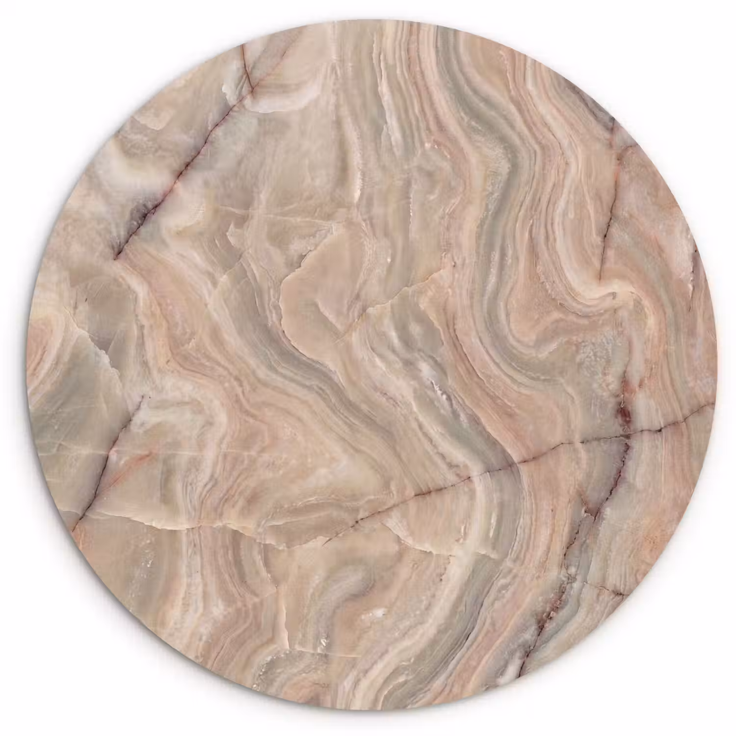 Marmer - Patroon - Abstract - Beige - Groen Wandcirkel kunststof plaat 5mm dik klein -3d