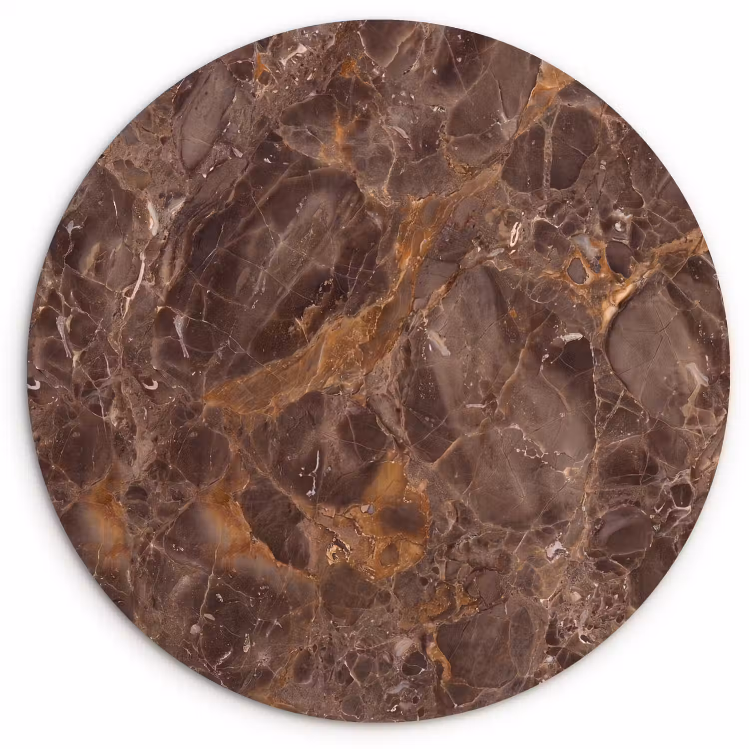 Marmer - Patroon - Natuur - Bruin - Goud Wandcirkel kunststof plaat 5mm dik klein -3d