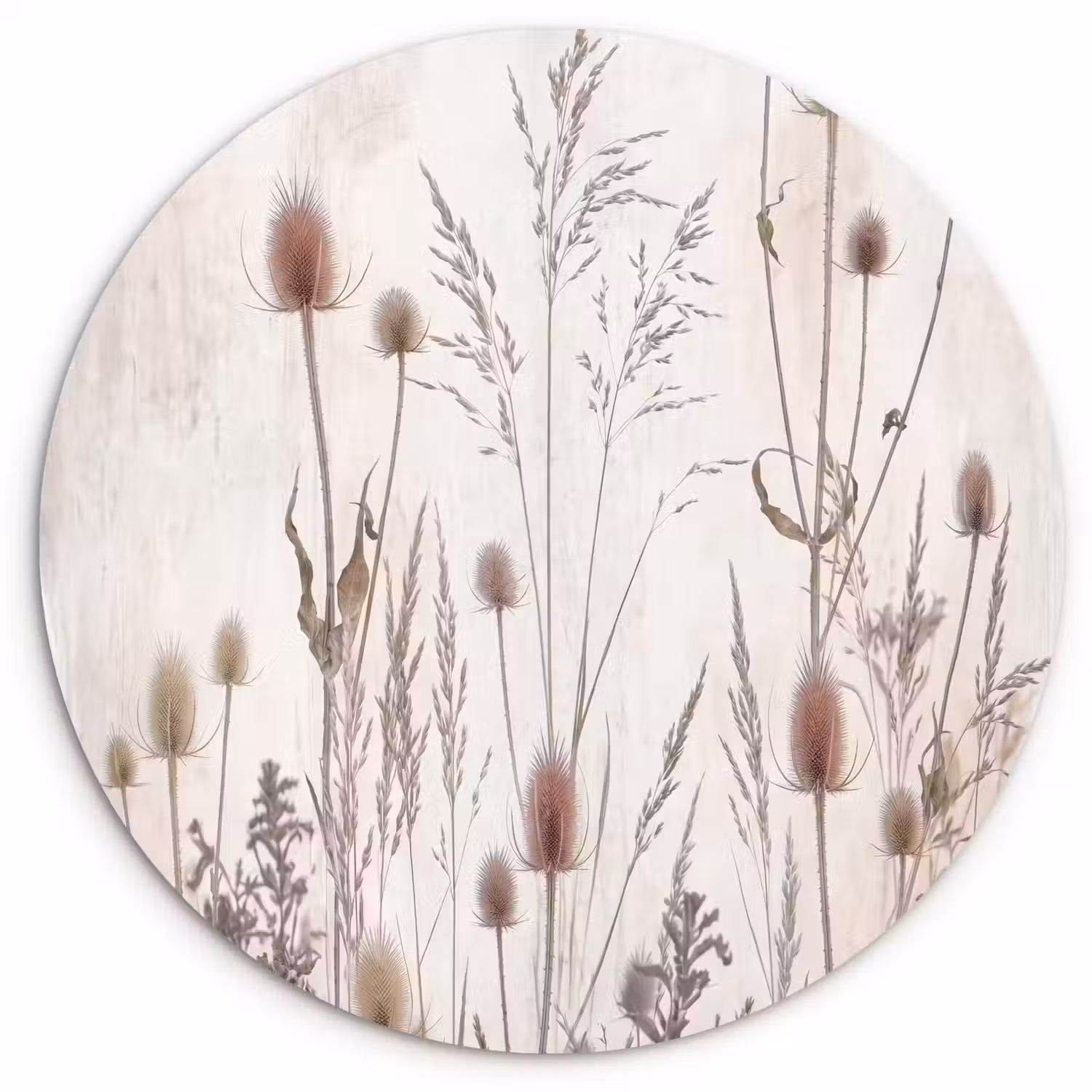Weidebloemen - Design - Sepia Wandcirkel kunststof plaat 5mm dik klein -3d