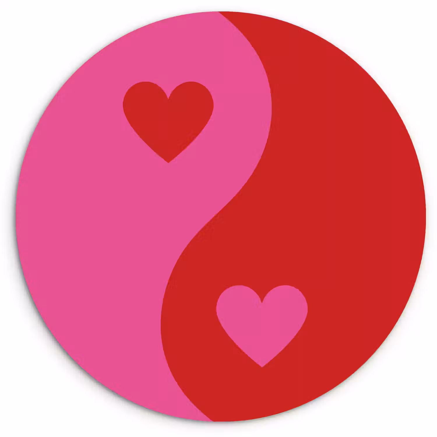 Minimalistisch - Rood - Roze - Hartjes Wandcirkel kunststof plaat 5mm dik klein -3d