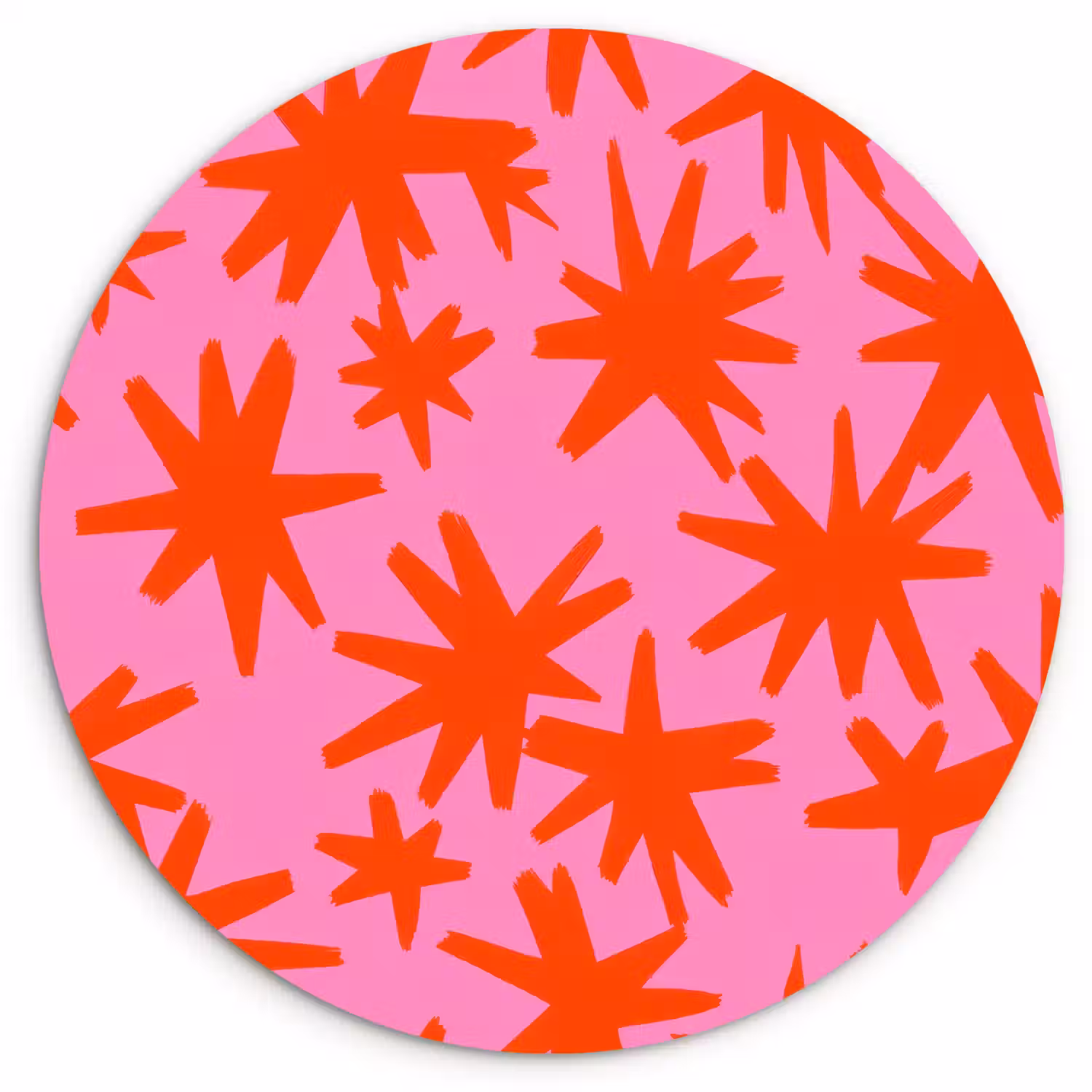 Modern - Sterren - Roze Wandcirkel kunststof plaat 5mm dik klein 188 -3d