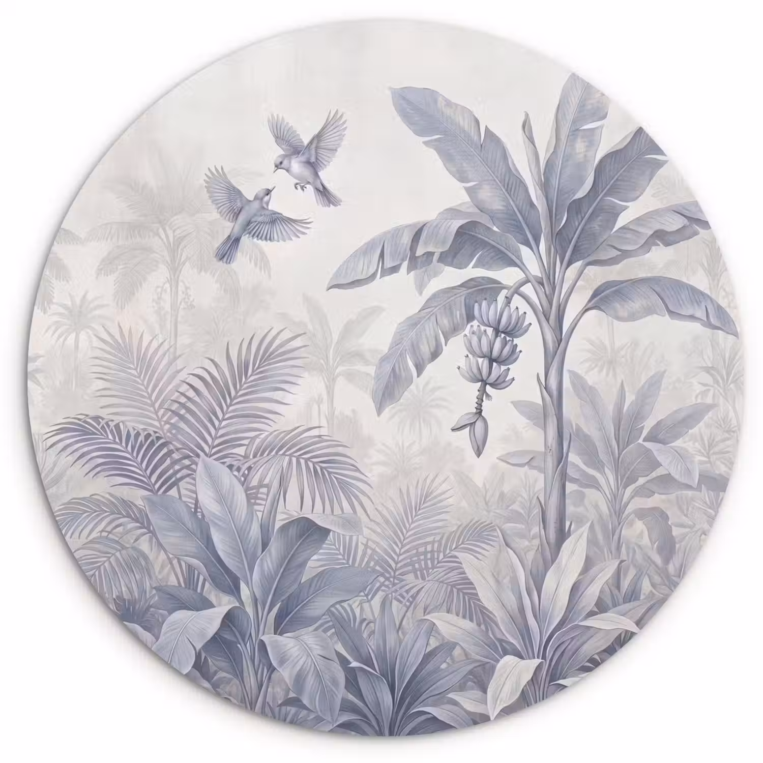 Natuur - Vogel - Jungle - Illustratie - Blauw Wandcirkel kunststof plaat 5mm dik klein -3d