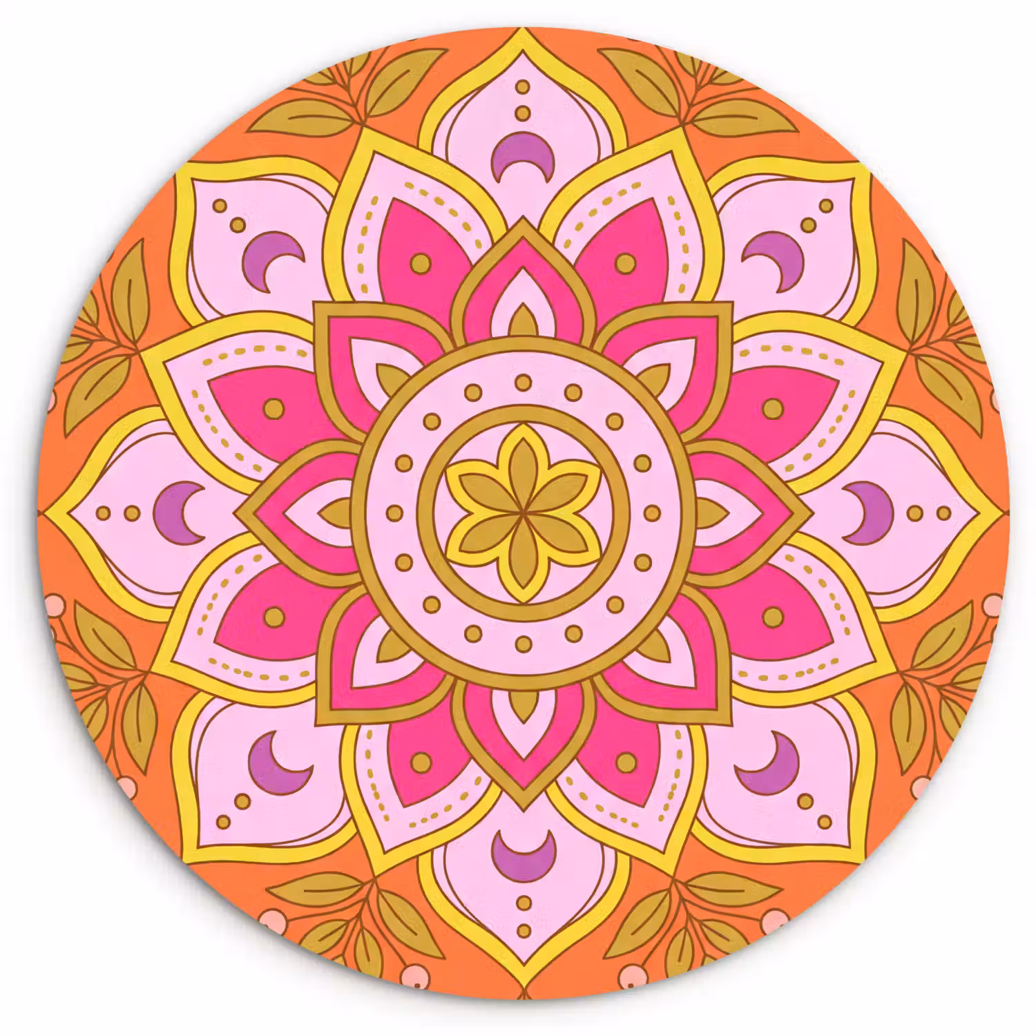 Patroon - Bloemmotief - Decoratie - Abstract - Roze Wandcirkel kunststof plaat 5mm dik klein -3d