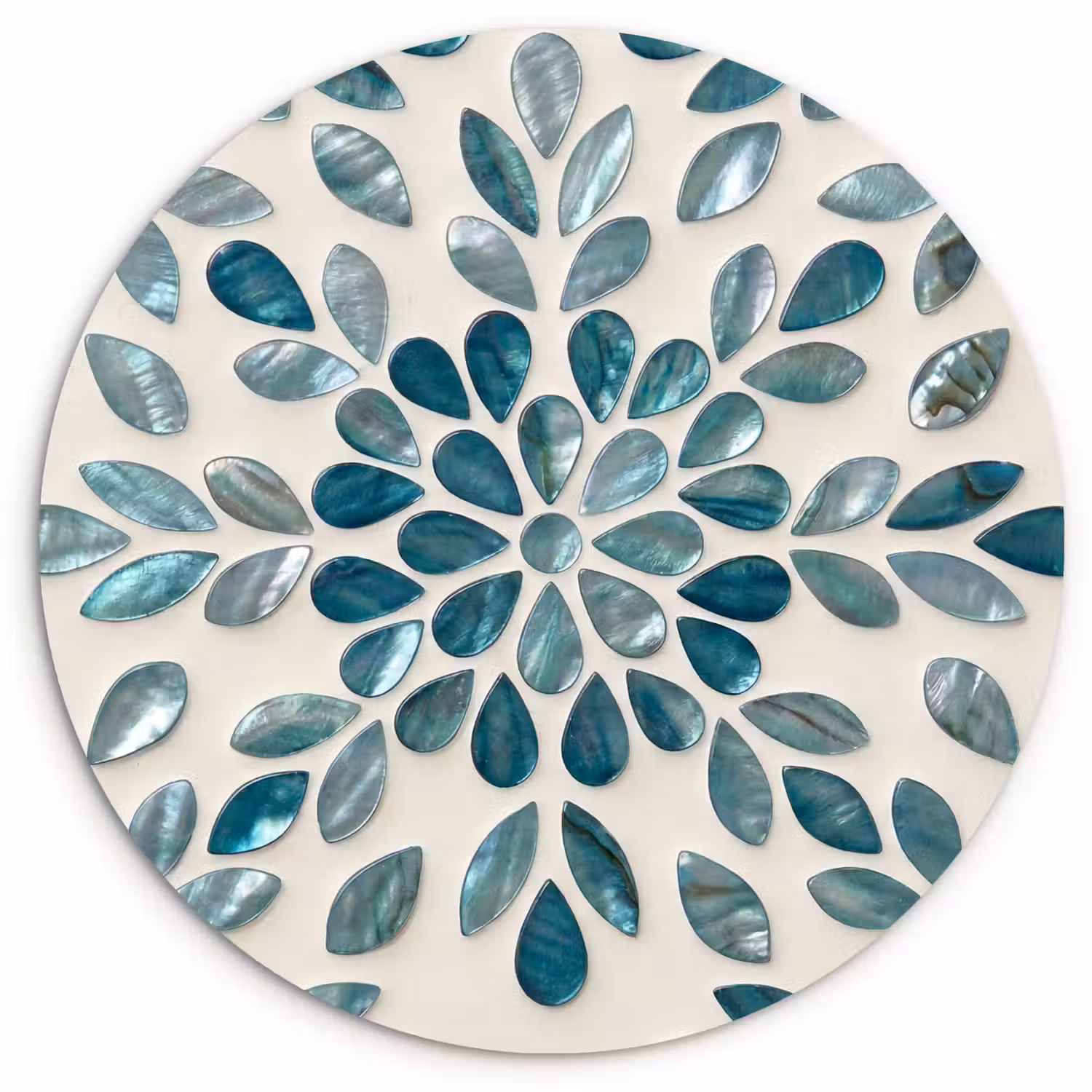 Patroon - Bladeren - Abstract - Modern - Turquoise Wandcirkel kunststof plaat 5mm dik klein -3d