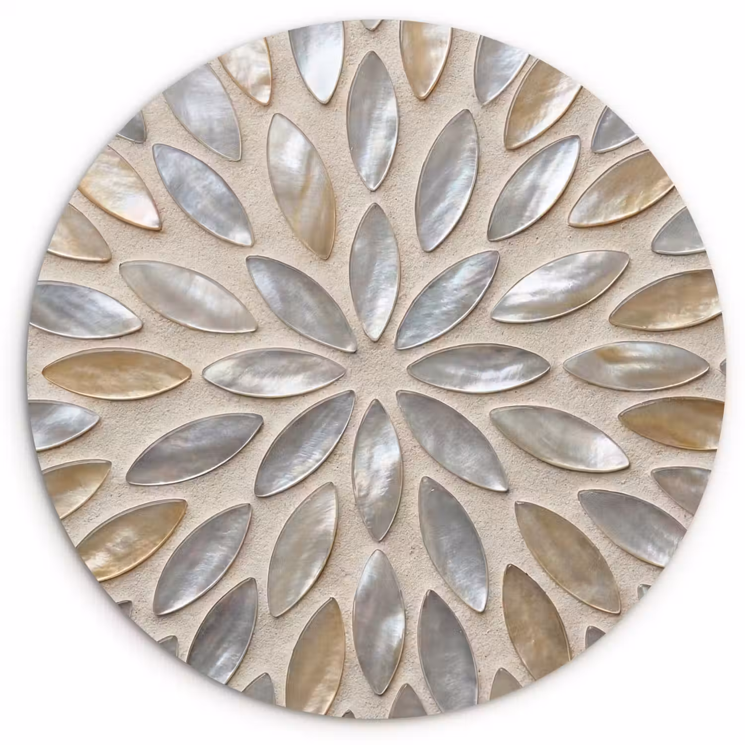 Patroon - Ovaal - Glanzend - Abstract - Beige Wandcirkel kunststof plaat 5mm dik klein -3d