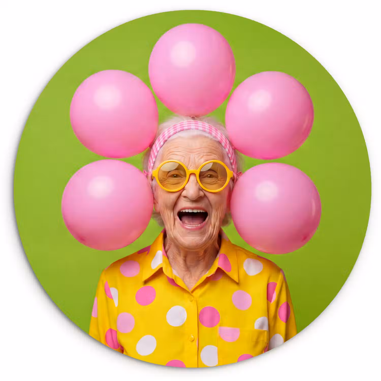 Mens - Ballonnen - Feest - Kleurrijk - Roze Wandcirkel kunststof plaat 5mm dik klein -3d