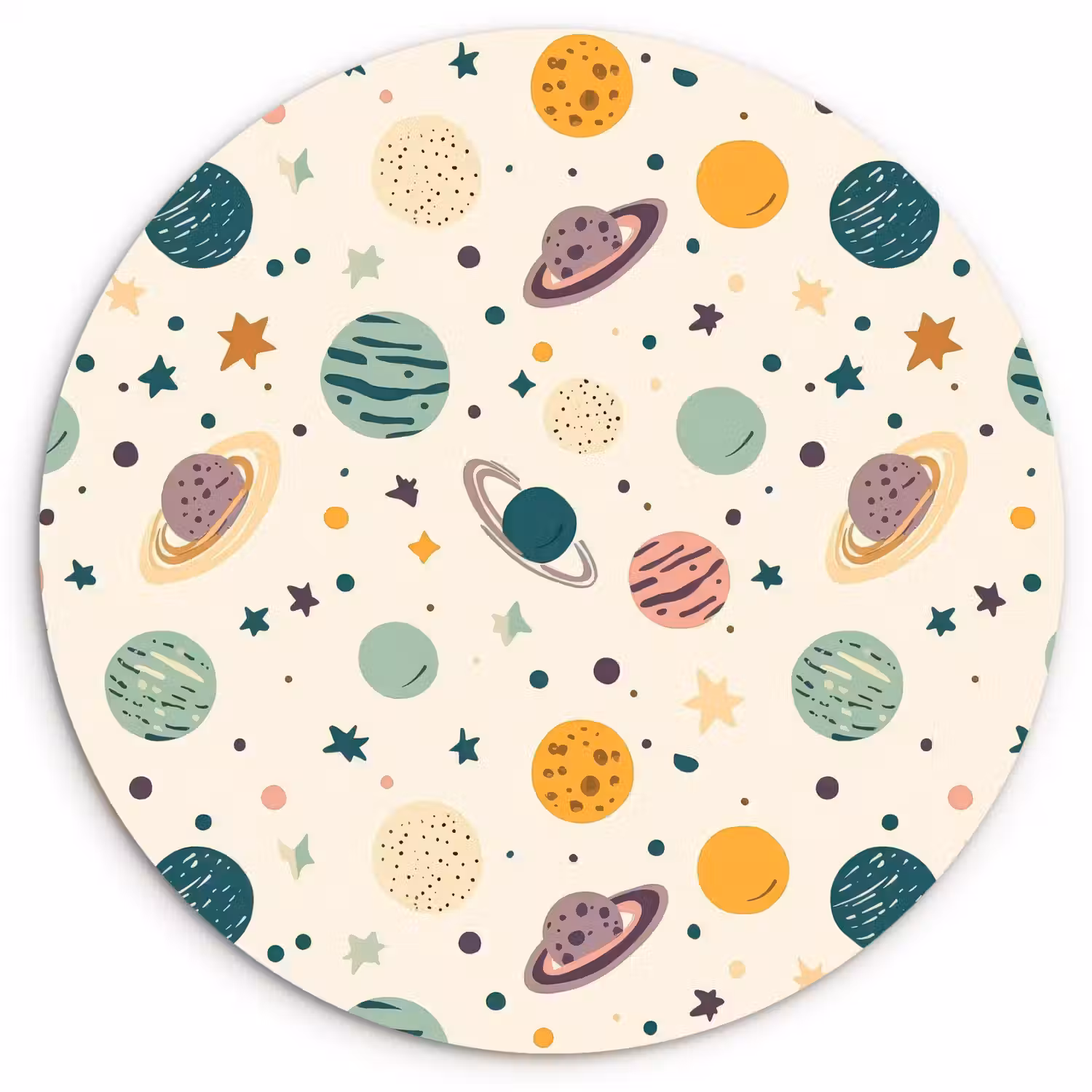 Planeten - Retro - Kleurrijk Wandcirkel kunststof plaat 5mm dik klein 188 -3d