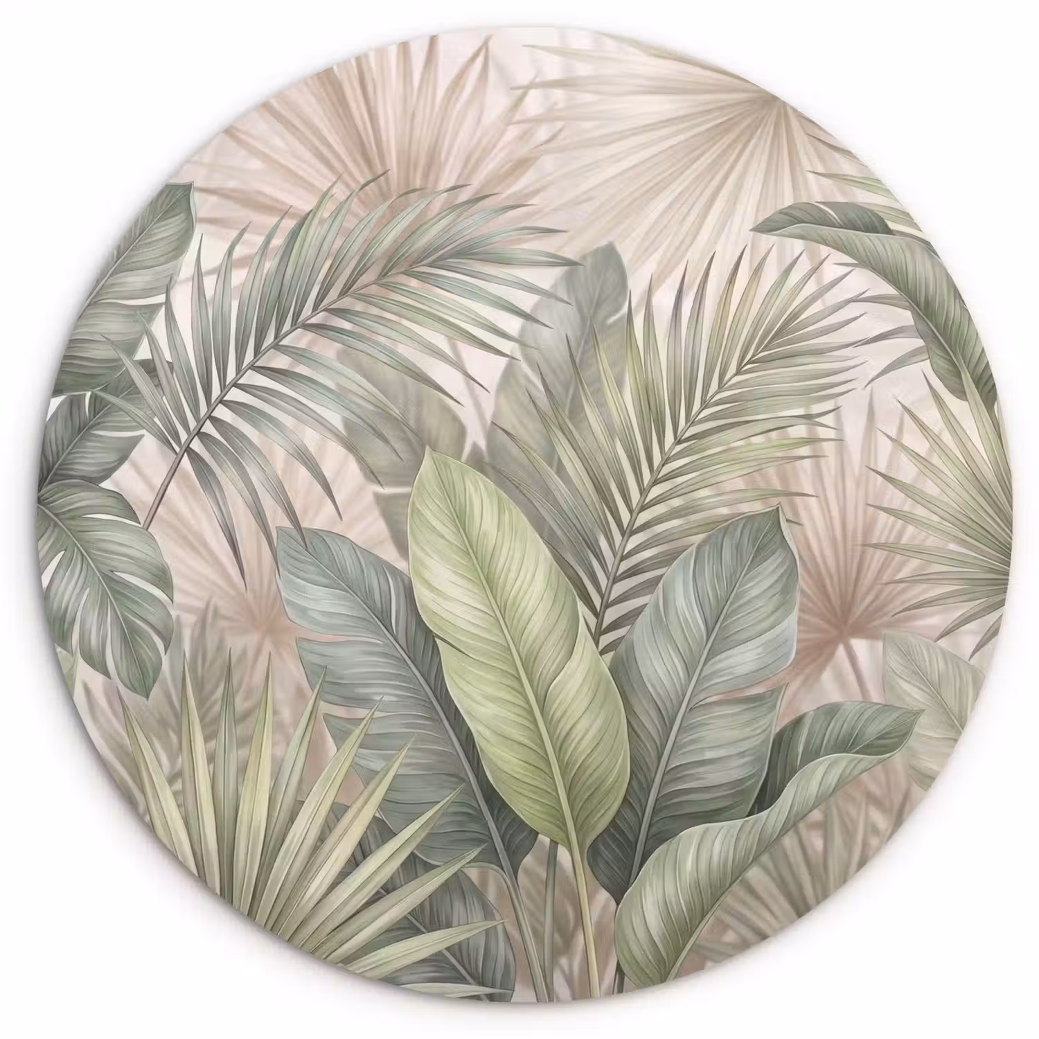 Planten - Tropisch - Bladeren - Groen - Natuur Wandcirkel kunststof plaat 5mm dik klein -3d