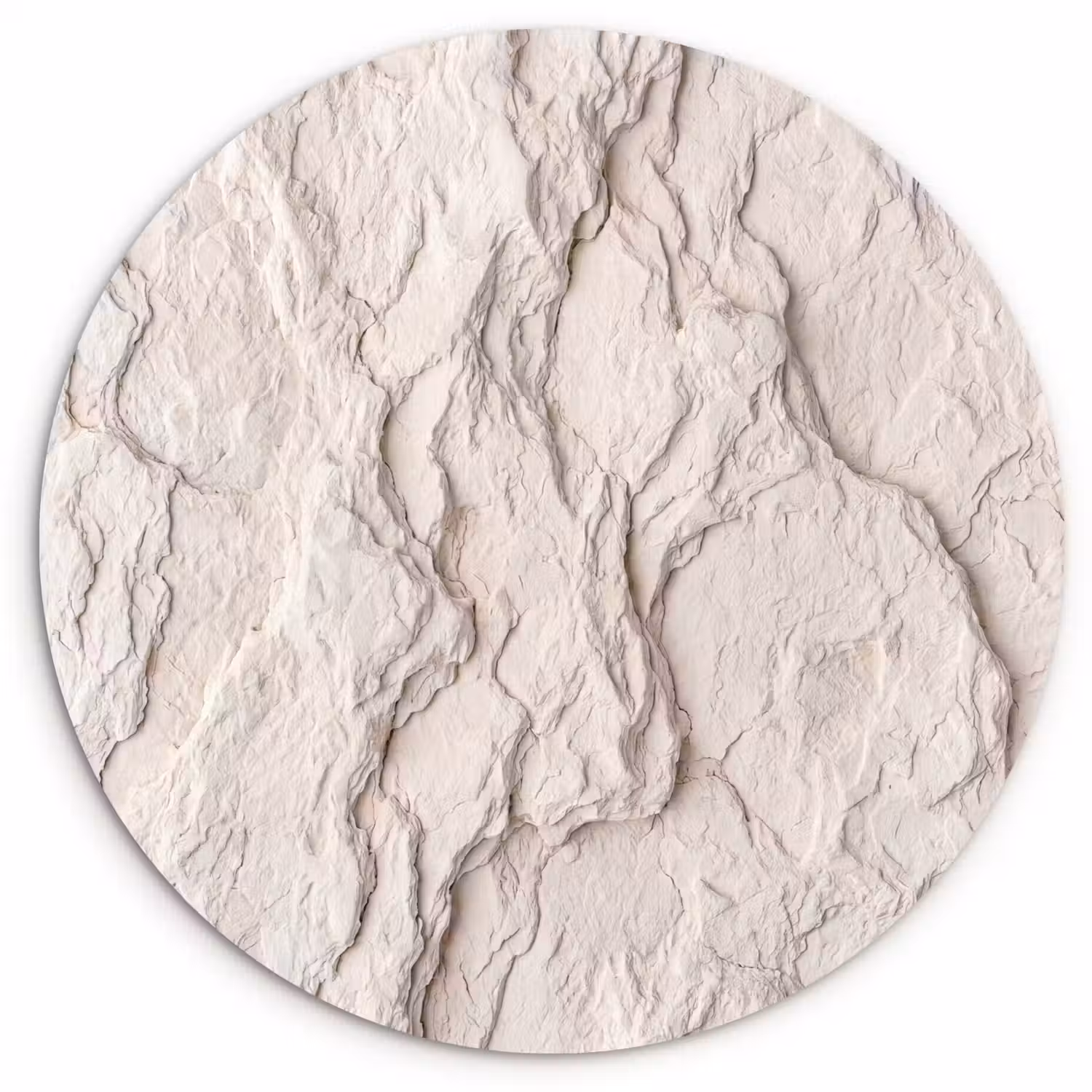 Rots - Structuur - Natuur - Beige - Abstract Wandcirkel kunststof plaat 5mm dik klein -3d