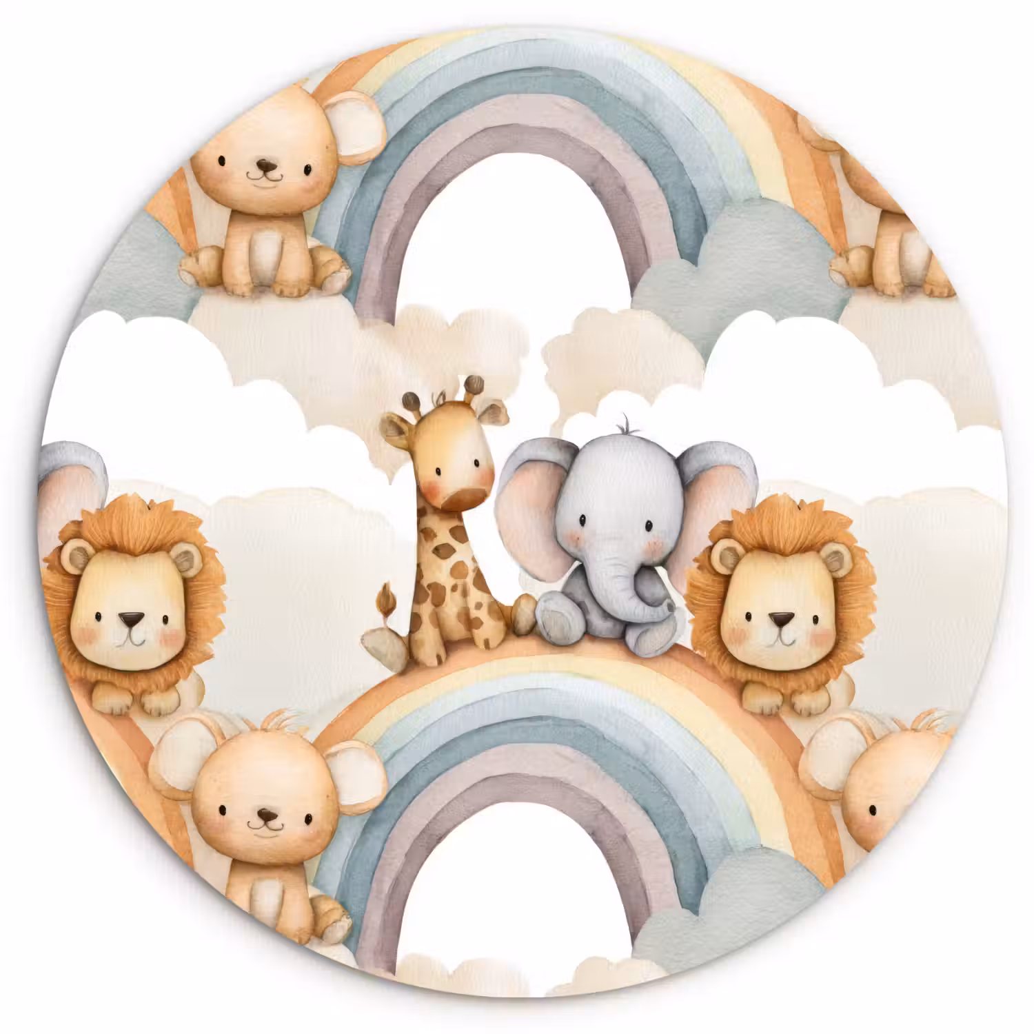 Safari - Regenboog - Kleurrijk Wandcirkel kunststof plaat 5mm dik klein 188 -3d