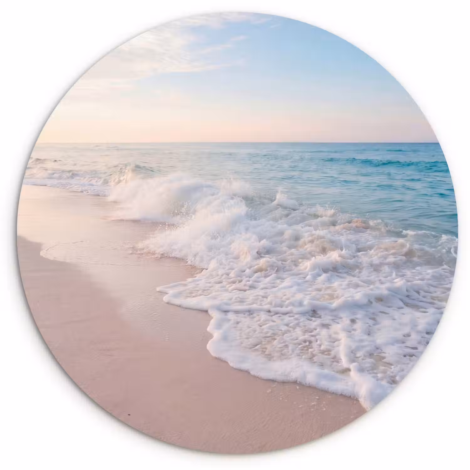 Zee - Golven - Strand - Natuur - Wit Wandcirkel kunststof plaat 5mm dik klein -3d