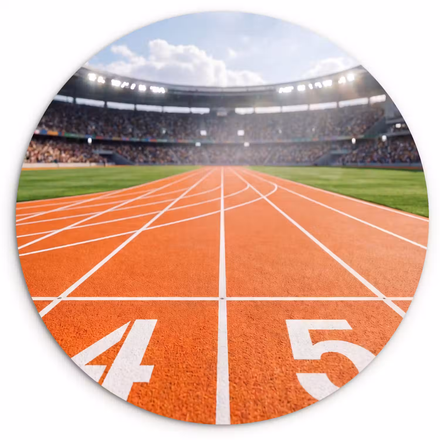 Sintelbaan - Stadion - Sport -Oranje Wandcirkel kunststof plaat 5mm dik klein -3d