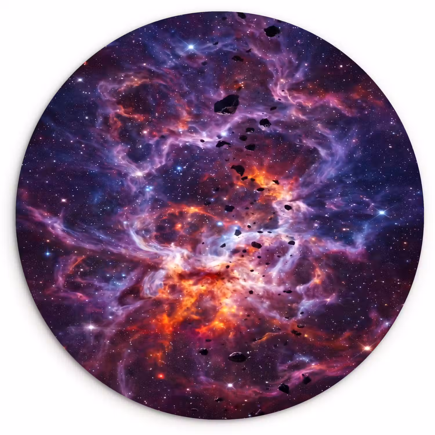 Space - Stars - Abstract - Colorful Wandcirkel kunststof plaat 5mm dik klein -3d