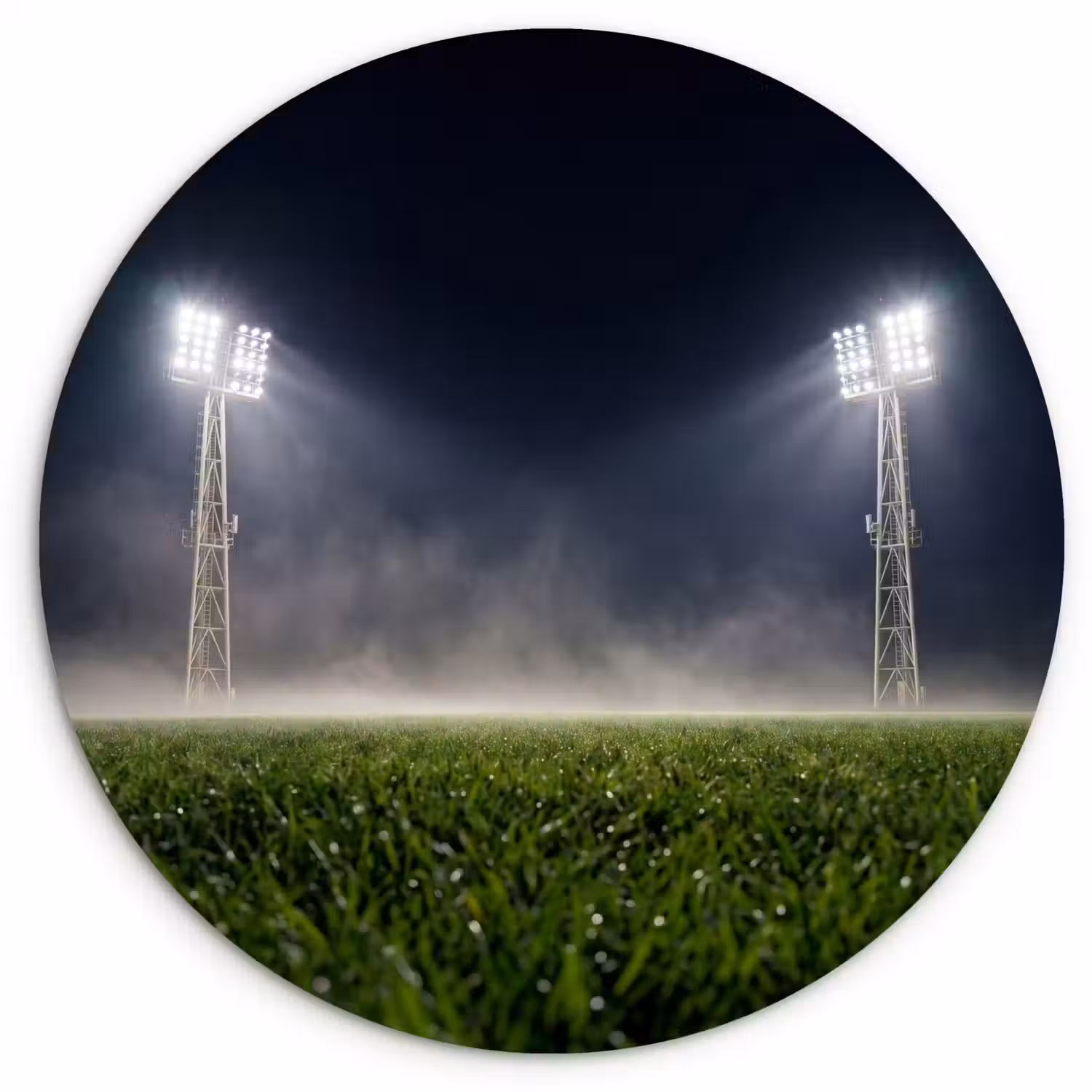 Stadion - Lichtmast - Sport - Nacht Wandcirkel kunststof plaat 5mm dik klein -3d